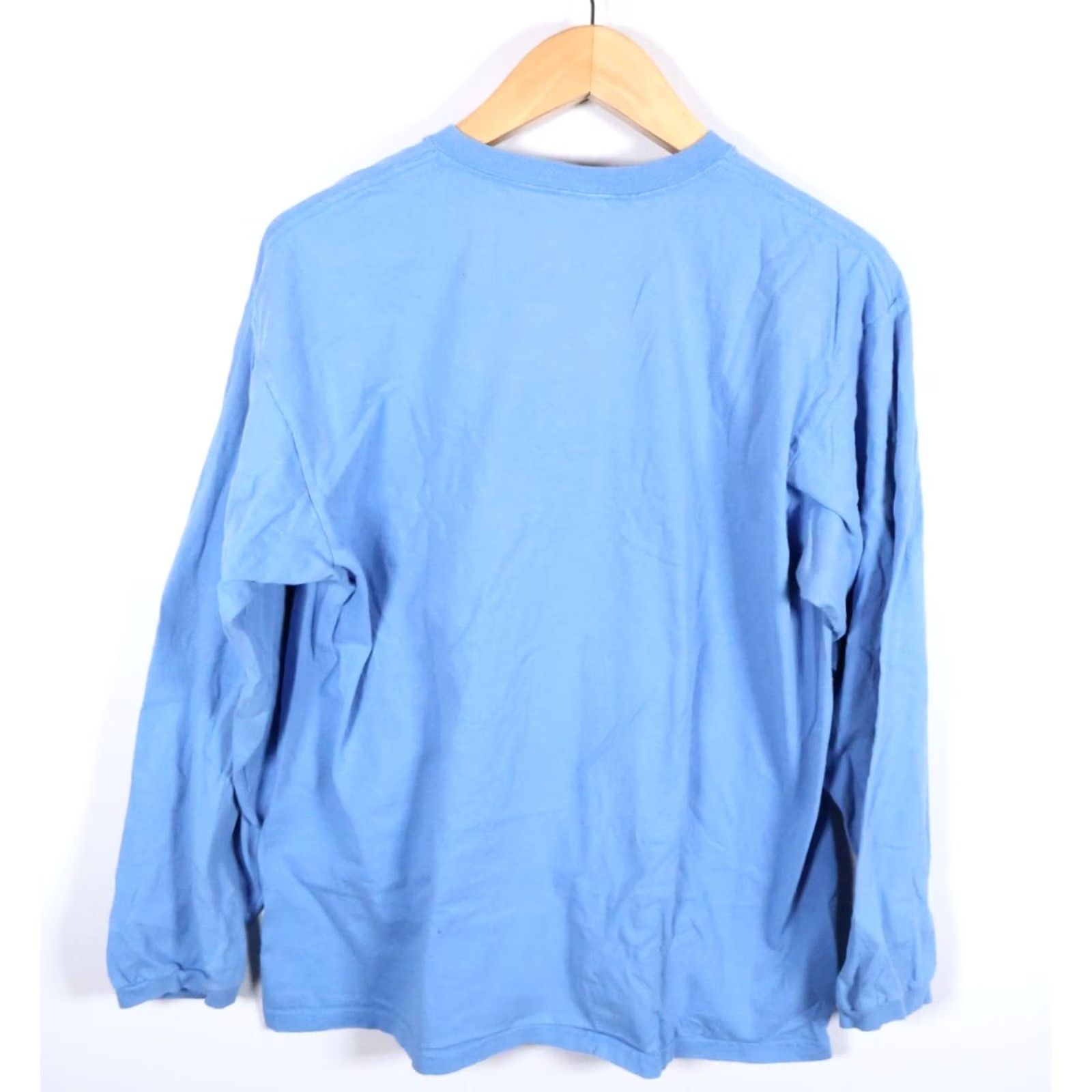 Jordan Brand VINTAGE Nike Jordan Long Sleeve Shirt Mens Large Blue USA Made 90s Retro Cotton Jersey Crew Neck T-Shirt Size US L / EU 52-54 / 3 - 2 Thumbnail