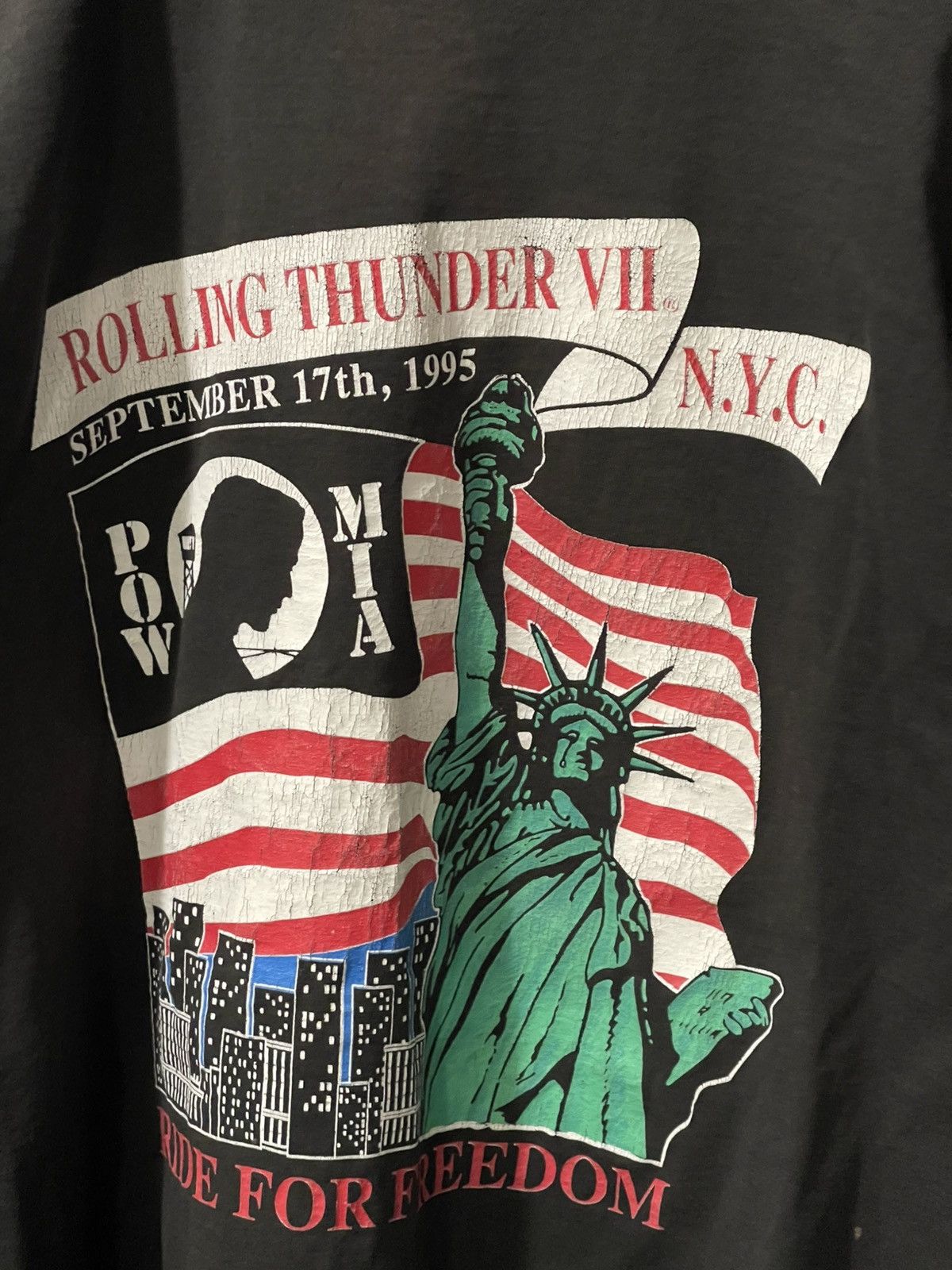 Fruit Of The Loom × Vintage Vintage 1995 Rolling Thunder NYC POW MIA SS Shirt XL Size US XL / EU 56 / 4 - 2 Thumbnail