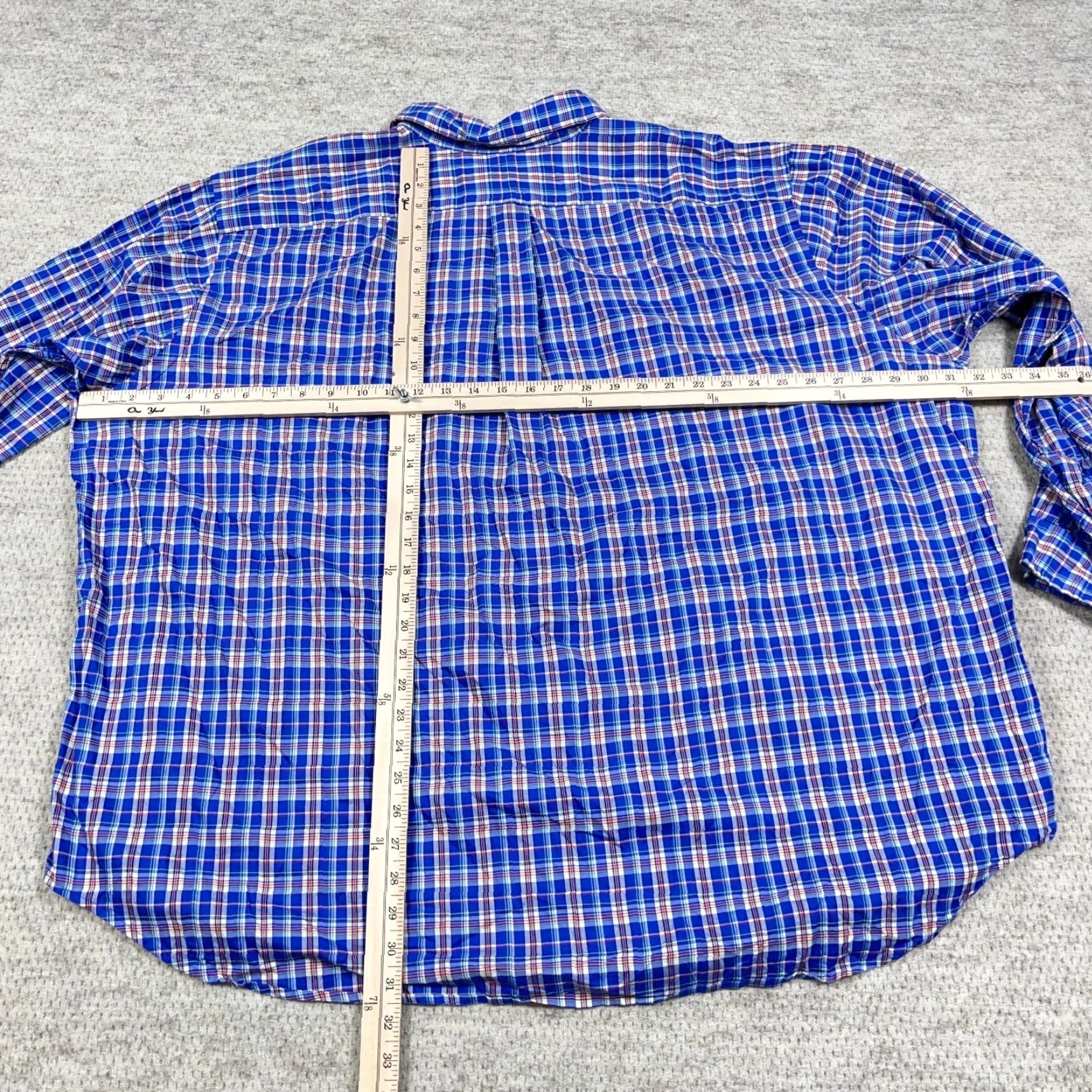 Ralph Lauren Ralph Lauren Button-Up Shirt Men 3XB Big & Tall Blue Red Plaid OCBD Pony Logo Button-Down Casual Dress Shirt Size 48R - 4 Thumbnail