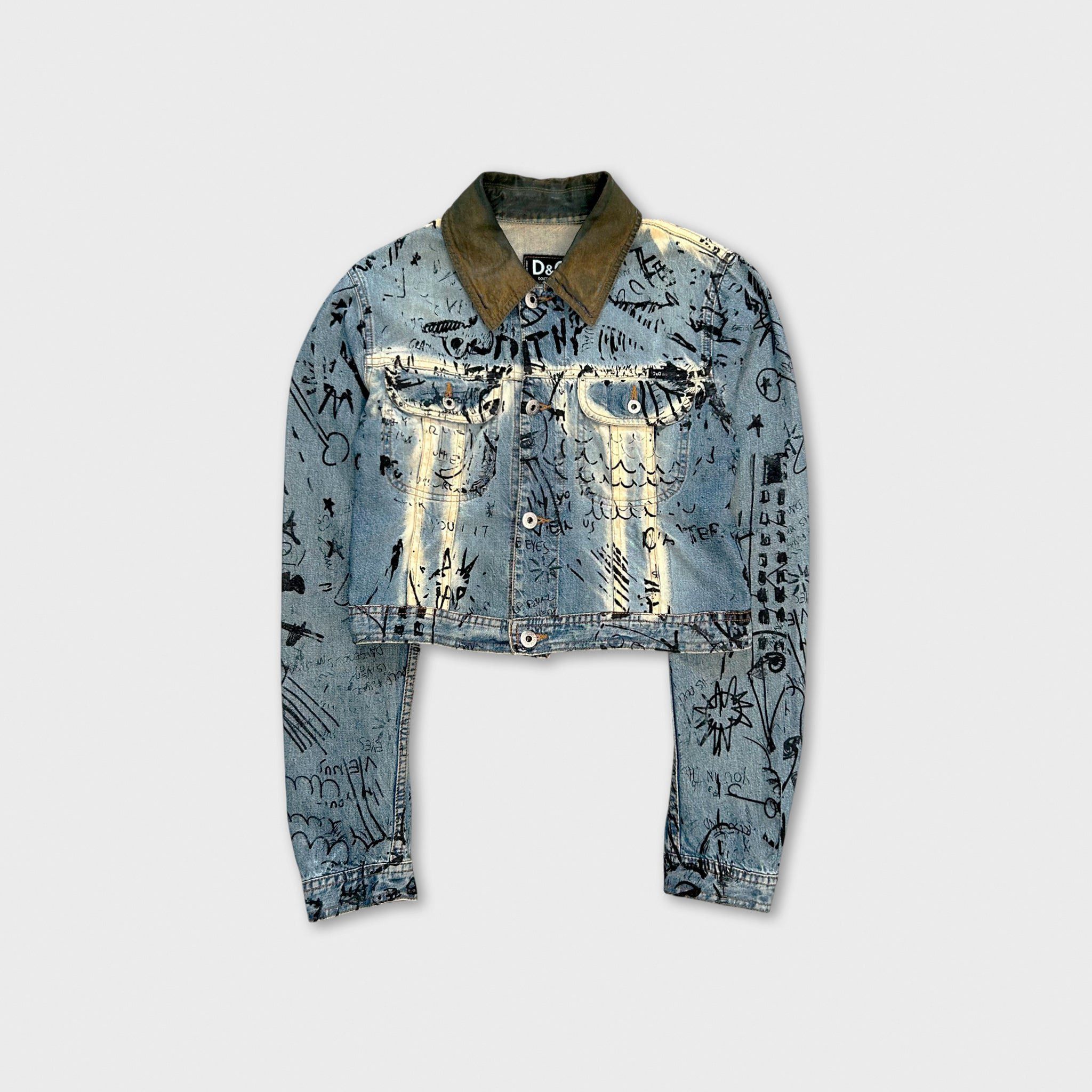 Dolce & Gabbana Dolce & Gabbana 2000s Denim Scribble Denim Jacket Size US XS / EU 42 / 0 - 1 Thumbnail