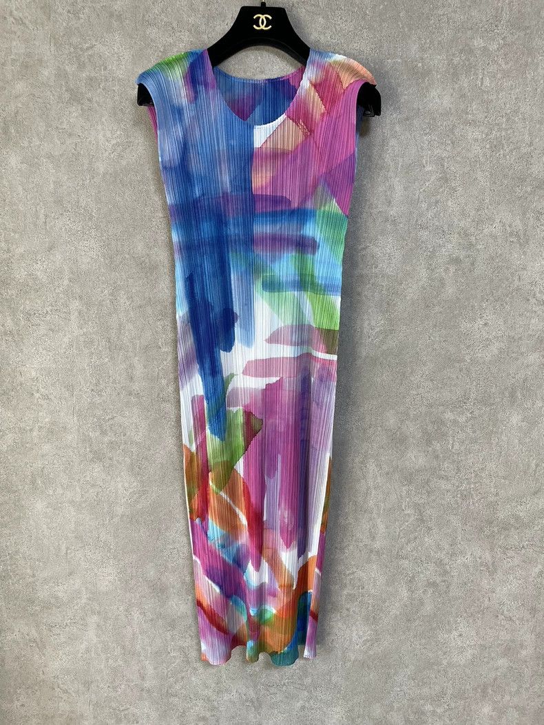 Issey Miyake Issey Miyake size:3 Blue and pink watercolor ink wash dres Size XS / US 0-2 / IT 36-38 - 1 Thumbnail