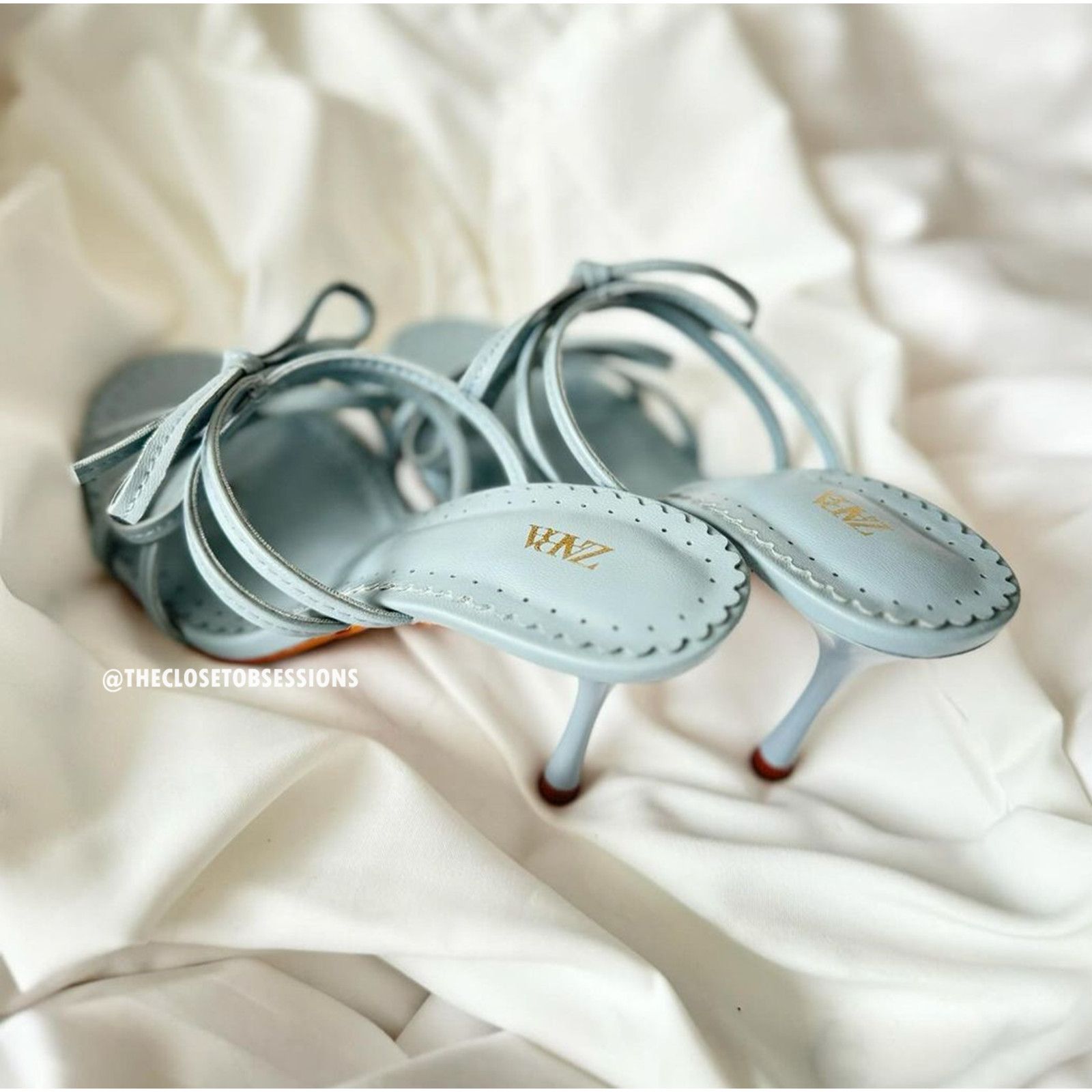 Zara ZARA women's Blue Strappy Heels NWT Size US 8 / IT 38 - 2 Thumbnail
