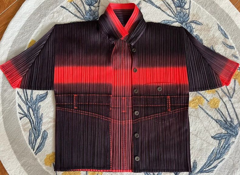 Issey Miyake Issey Miyake size:3 A red denim short-sleeved small coat Size L / US 10 / IT 46 - 3 Thumbnail