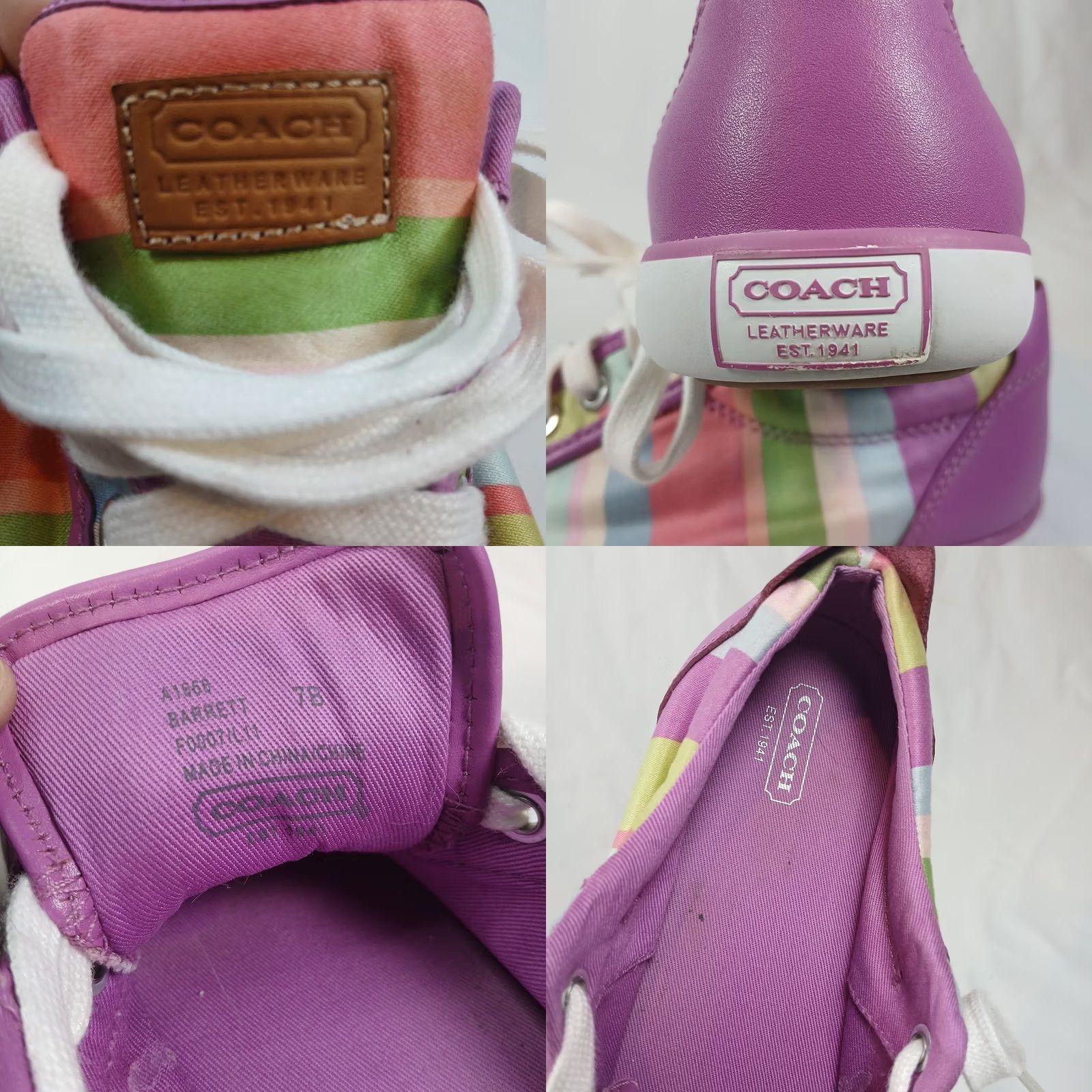 Coach Coach Barrett Pastel Stripes Canvas Sneaker Women 7.5B Multicolor Lace Up Casual Shoes Size US 8 / IT 38 - 8 Thumbnail