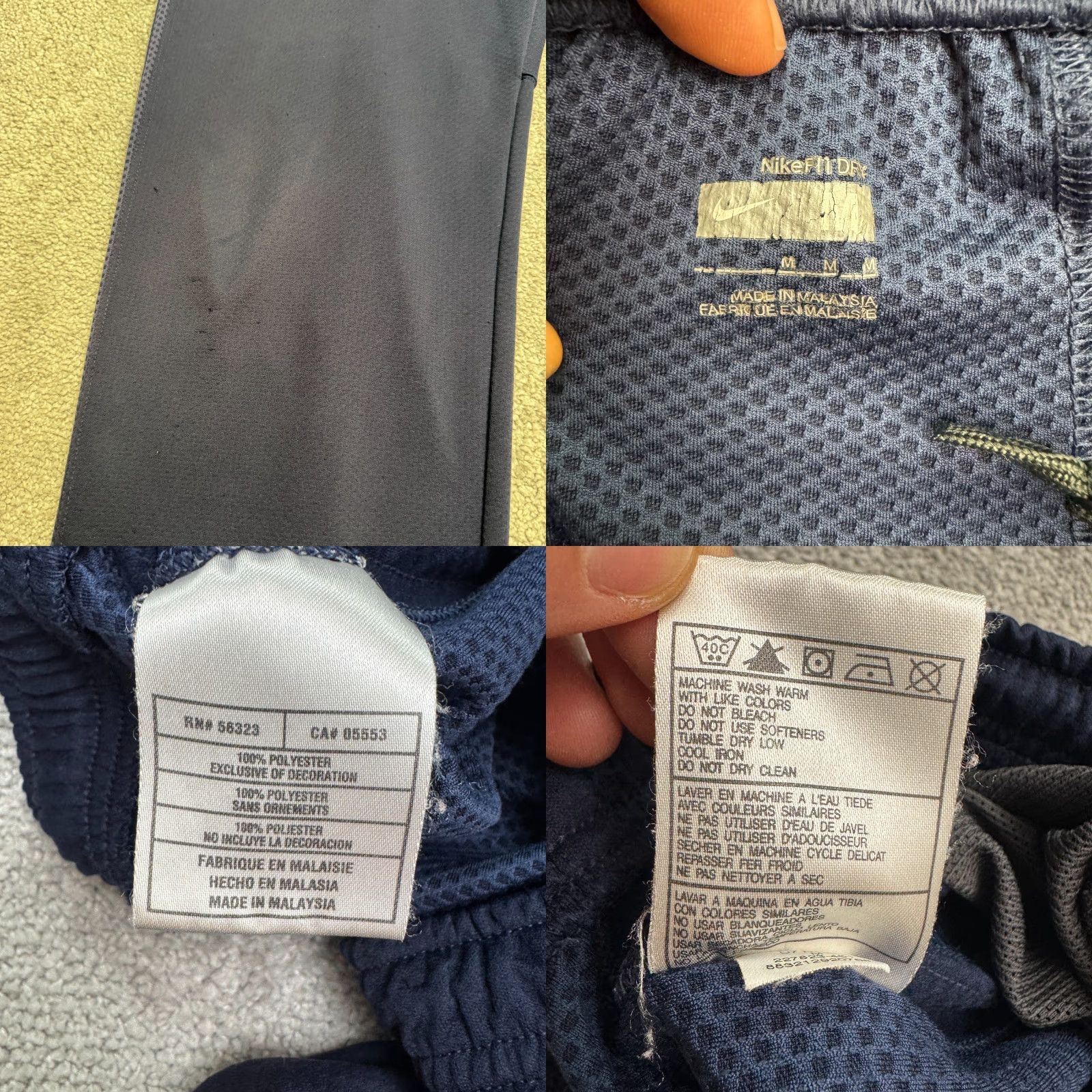 Nike Nike FIT Track Pants Mens M Navy Blue Straight Leg Ankle Zip Pockets Activewear Lightweight Size US 31 - 9 Thumbnail