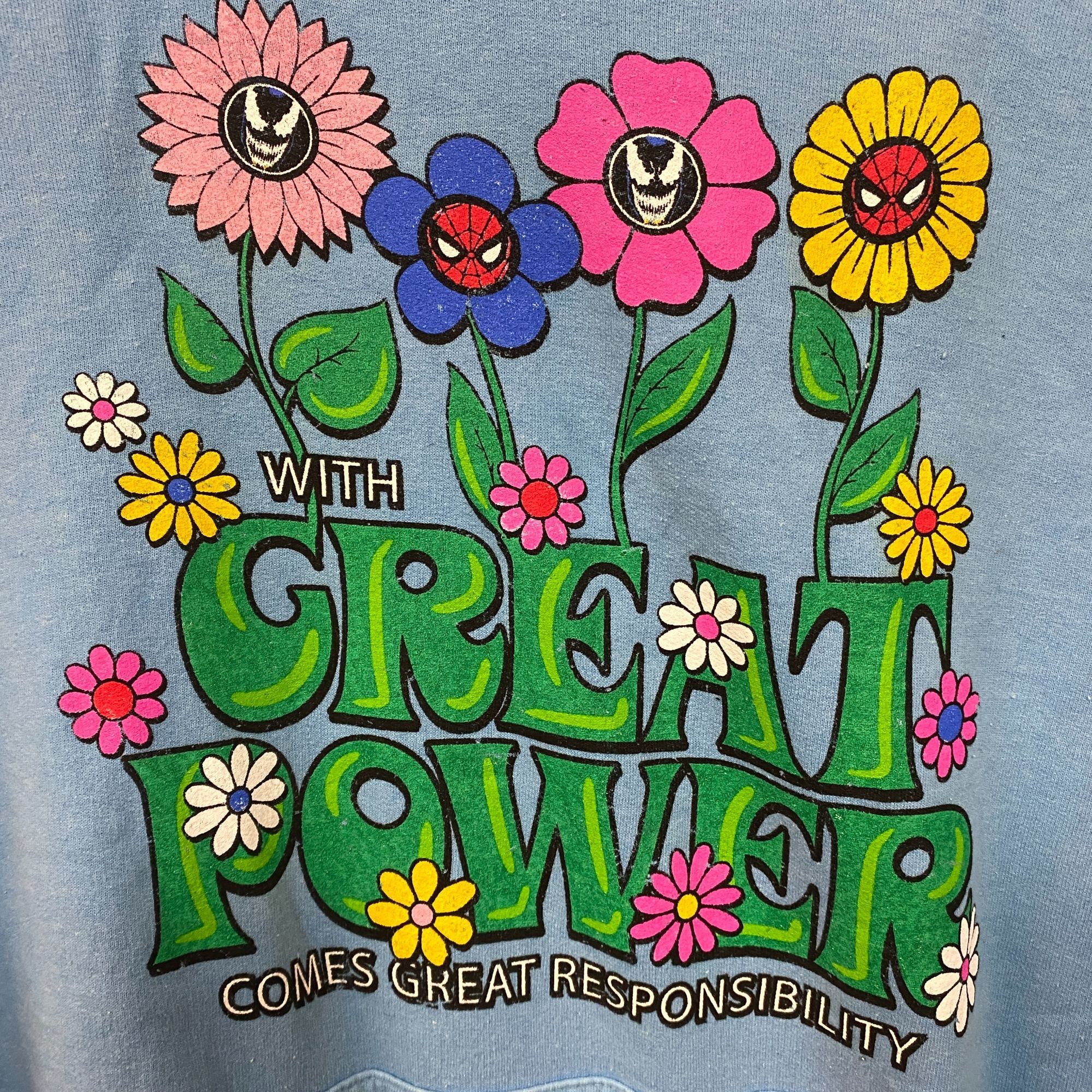 Marvel Comics Marvel's Spiderman With Great Power flower hoodie size SM Size US S / EU 44-46 / 1 - 2 Thumbnail