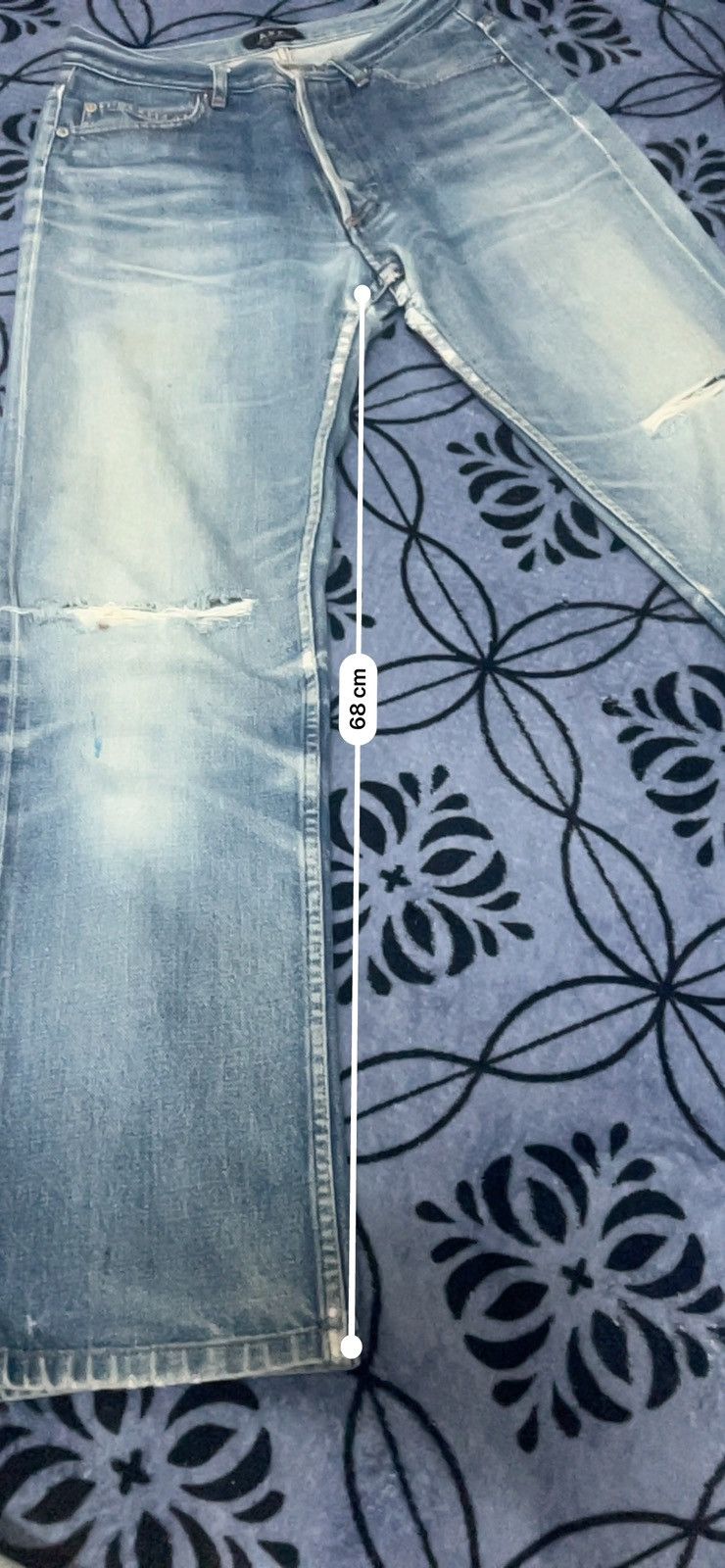 A.P.C. × Vintage A.P.C - Rue De Fleurus Paris Selvedge Button Fly Distressed Size US 29 - 20 Thumbnail