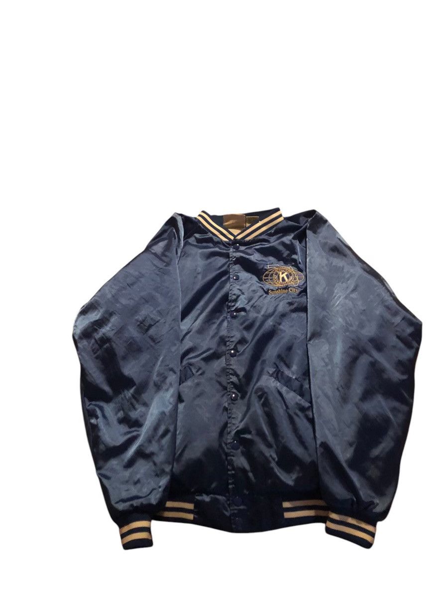 Vintage Vintage 90s Blue & Gold Varsity Bomber Jacket S/L Size US L / EU 52-54 / 3 - 1 Thumbnail