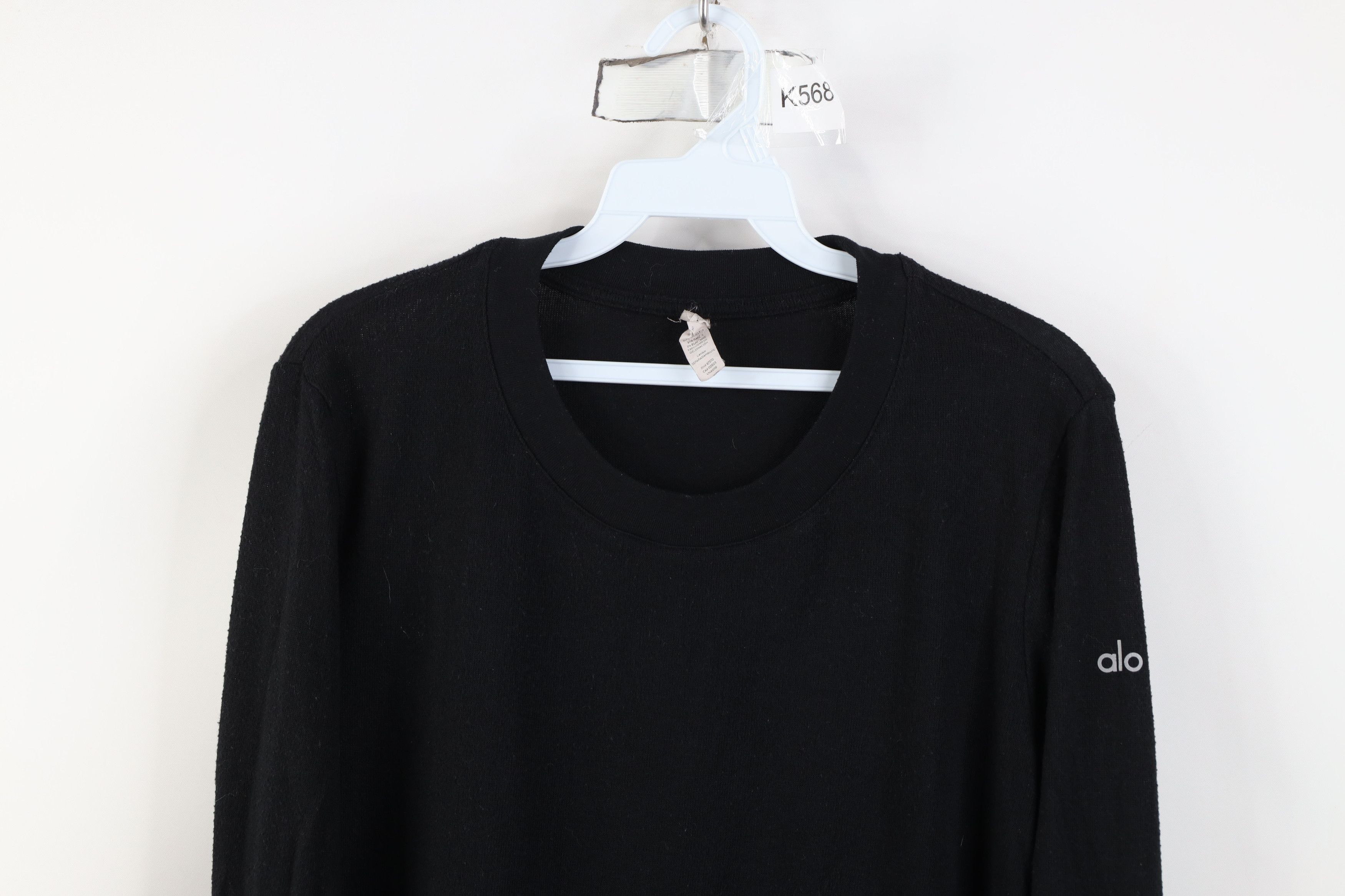 Alo Alo Yoga Ribbed Knit Long Sleeve T-Shirt Black Stretch Size L / US 10 / IT 46 - 2 Thumbnail