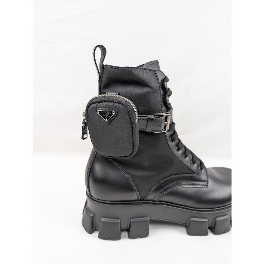o1rshd1 Strapped Pouch Combat Boots 13 Prada - 13.5 US