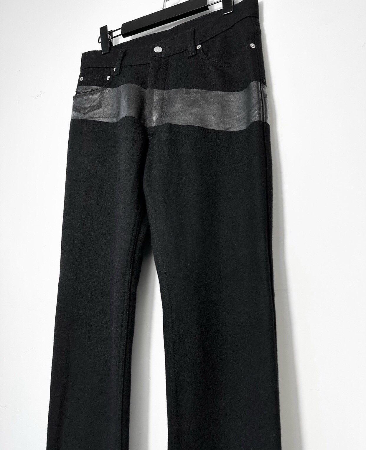 Helmut Lang Helmut Lang 1997 Rubber Strip Black Wool Pants Size US 30 / EU 46 - 2 Thumbnail