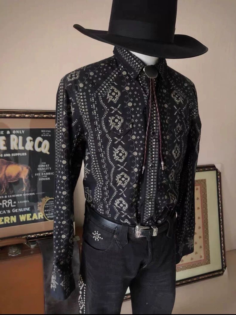 RRL Ralph Lauren RRL Ralph Lauren Black Cashew Blossom Western Shirt Size US S / EU 44-46 / 1 - 6 Thumbnail