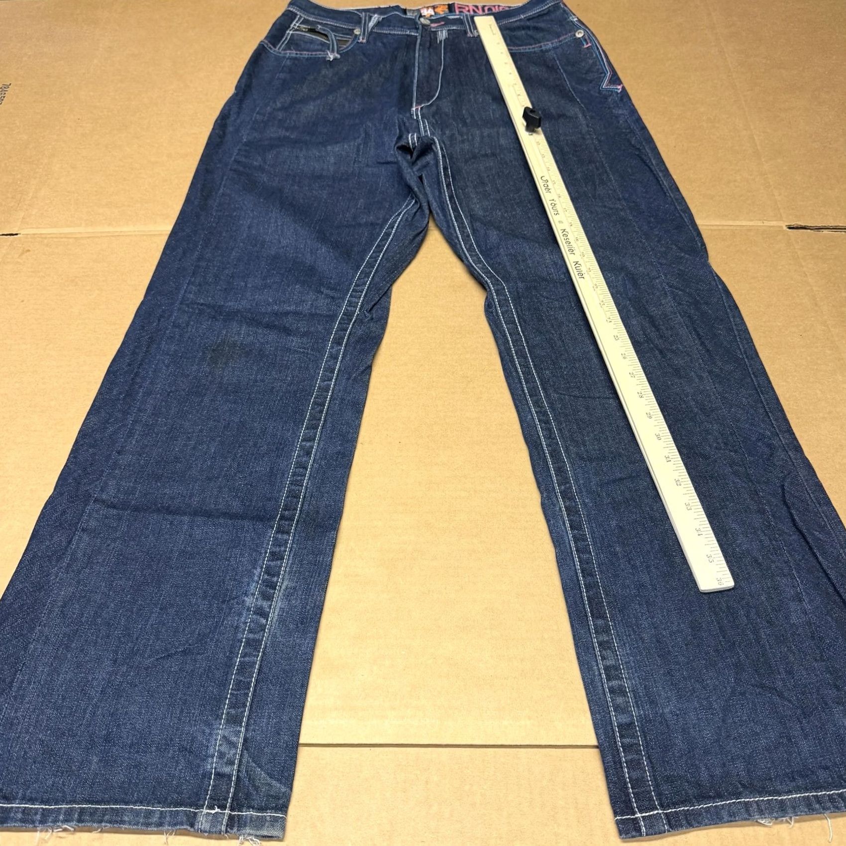 Akademiks Akademiks Jeans Mens 34x32 Blue Relaxed Wide-Leg Denim Tropical Flamingo Mens Size US 34 / EU 50 - 5 Thumbnail