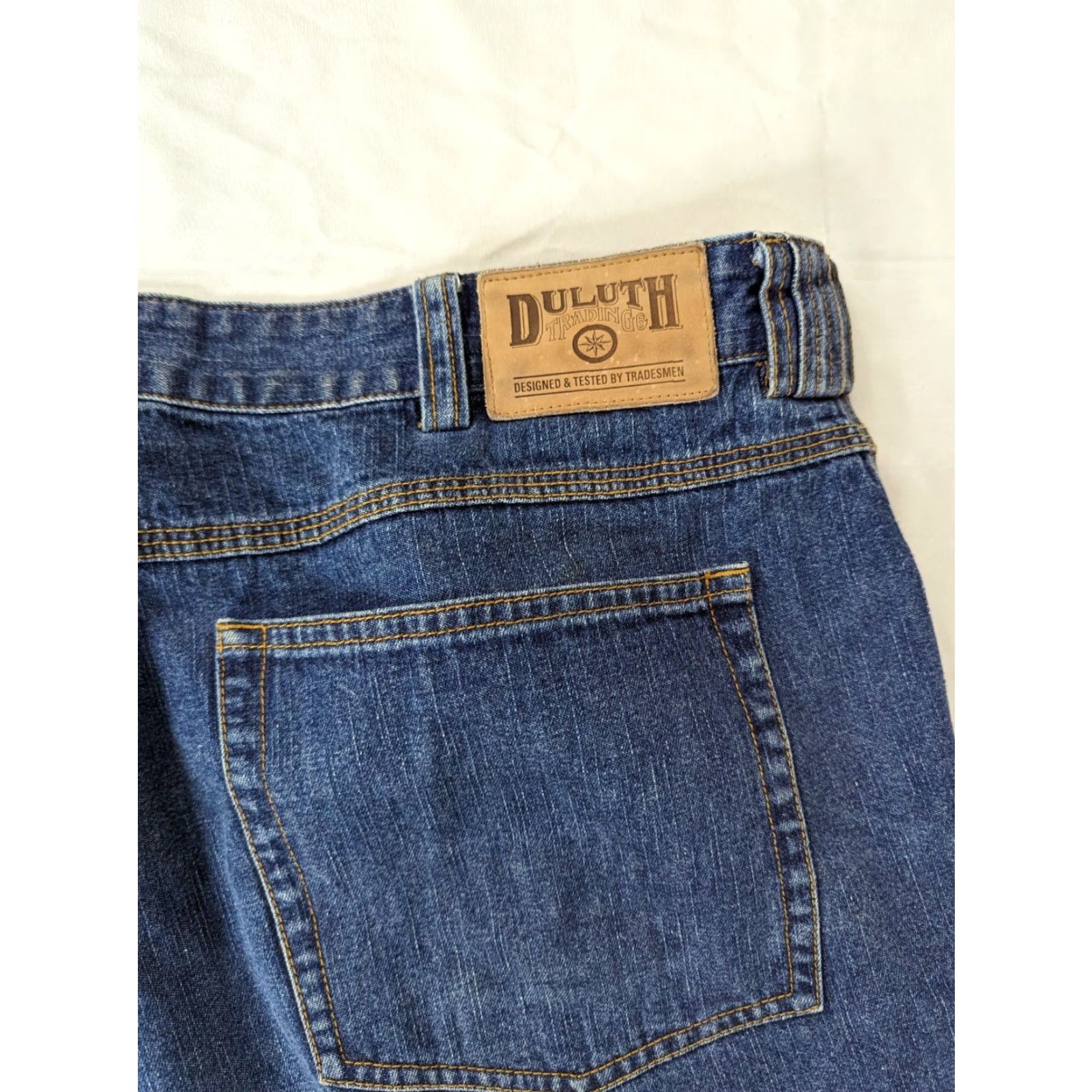 CO Duluth Jeans Mens 44 x 30 Blue Denim Straight Leg M5M Pants Regular Jeans Mens Blue Straight Hem Pockets Denim Duluth Trading Co L49? Size US 44 / EU 60 - 4 Thumbnail
