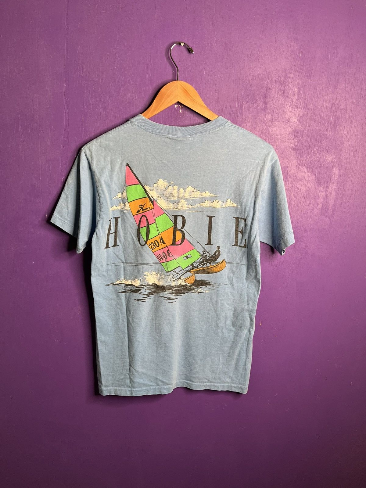 Vintage Vintage 80s HOBIE Surfwear parasailing t-shirt Size US M / EU 48-50 / 2 - 2 Thumbnail