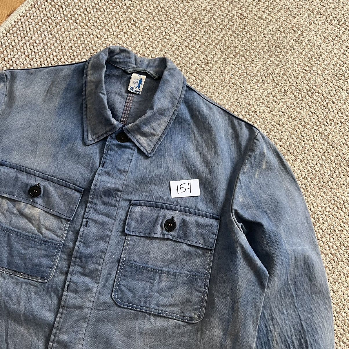 Vintage German sun faded washed works chore herringbone jacket Size US L / EU 52-54 / 3 - 8 Thumbnail