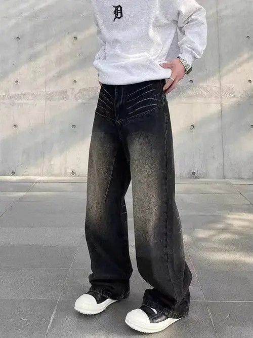 Japanese Brand Street hiphop retro grunge topstitch wide leg jeans Size US 32 / EU 48 - 5 Thumbnail