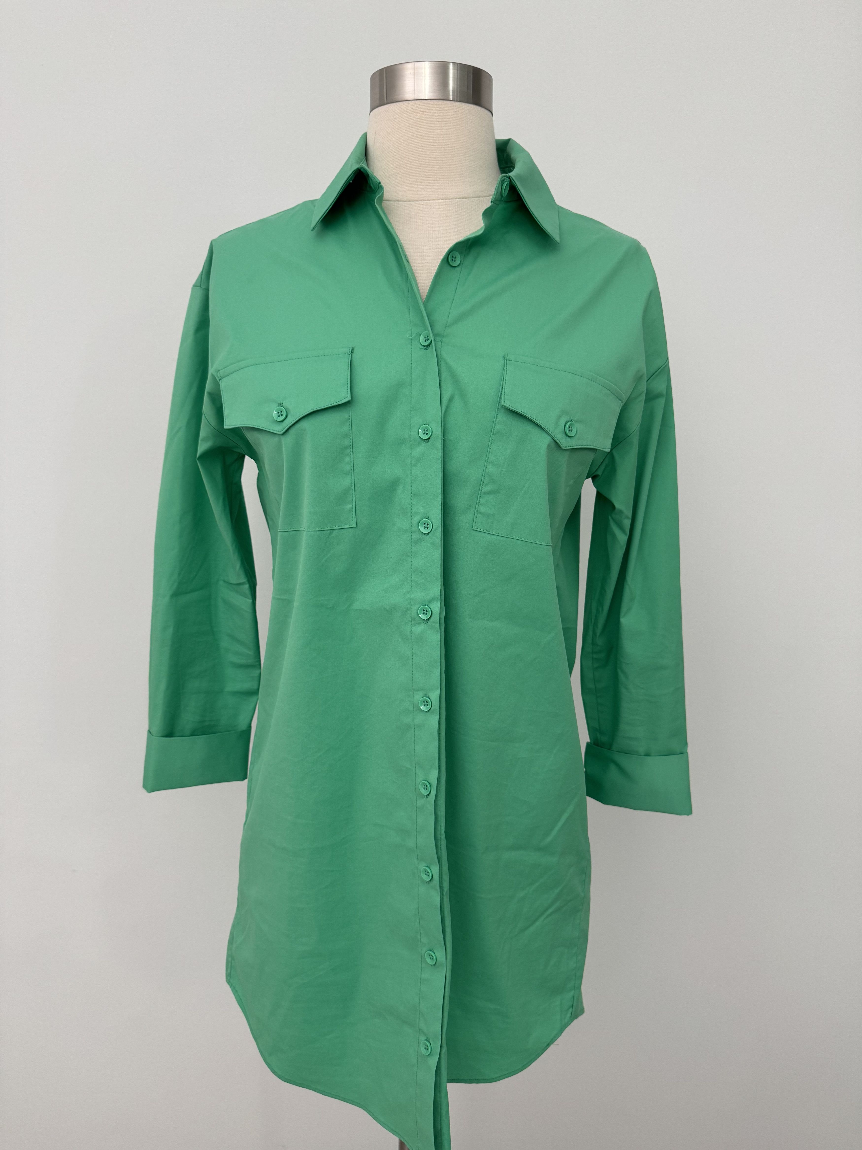 Alice + Olivia Green Button Down Shirt Dress Size XS / US 0-2 / IT 36-38 - 1 Thumbnail