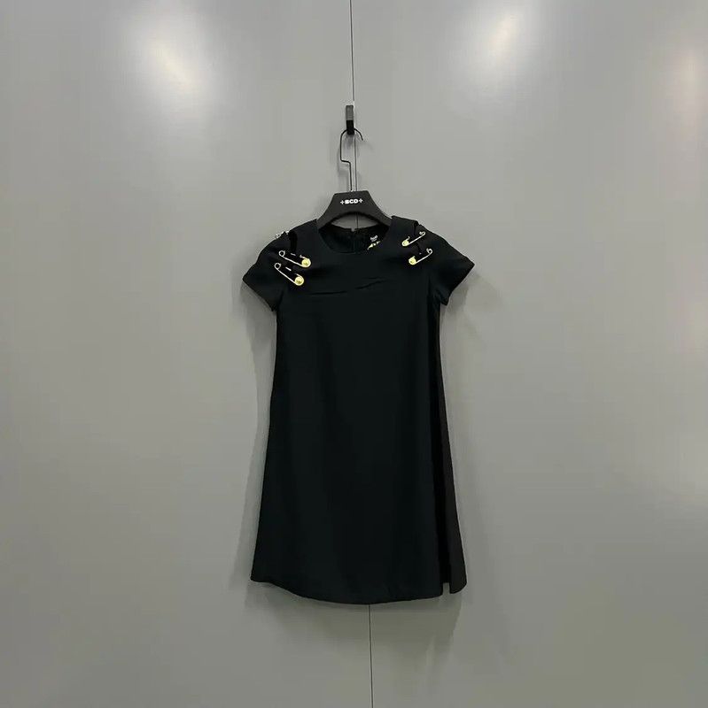 Versace Versace Summer Black Cotton Short Dress 0089 Size ONE SIZE - 1 Thumbnail