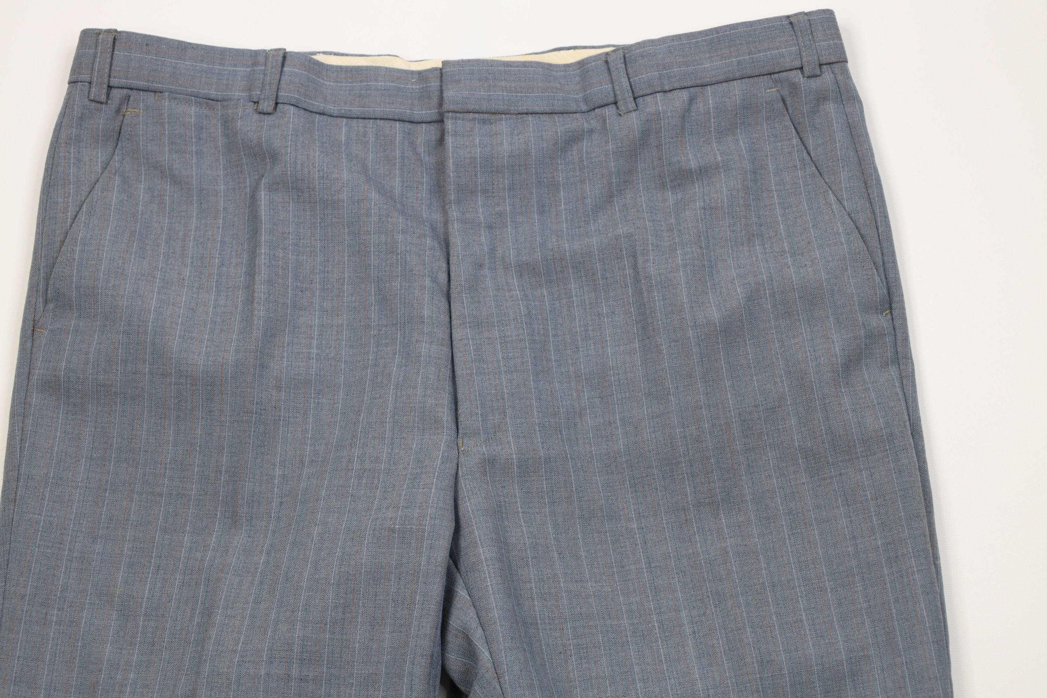 Vintage Vintage 70s 2 Piece Wool Suit Wedding Blue Striped Size 44L - 13 Thumbnail