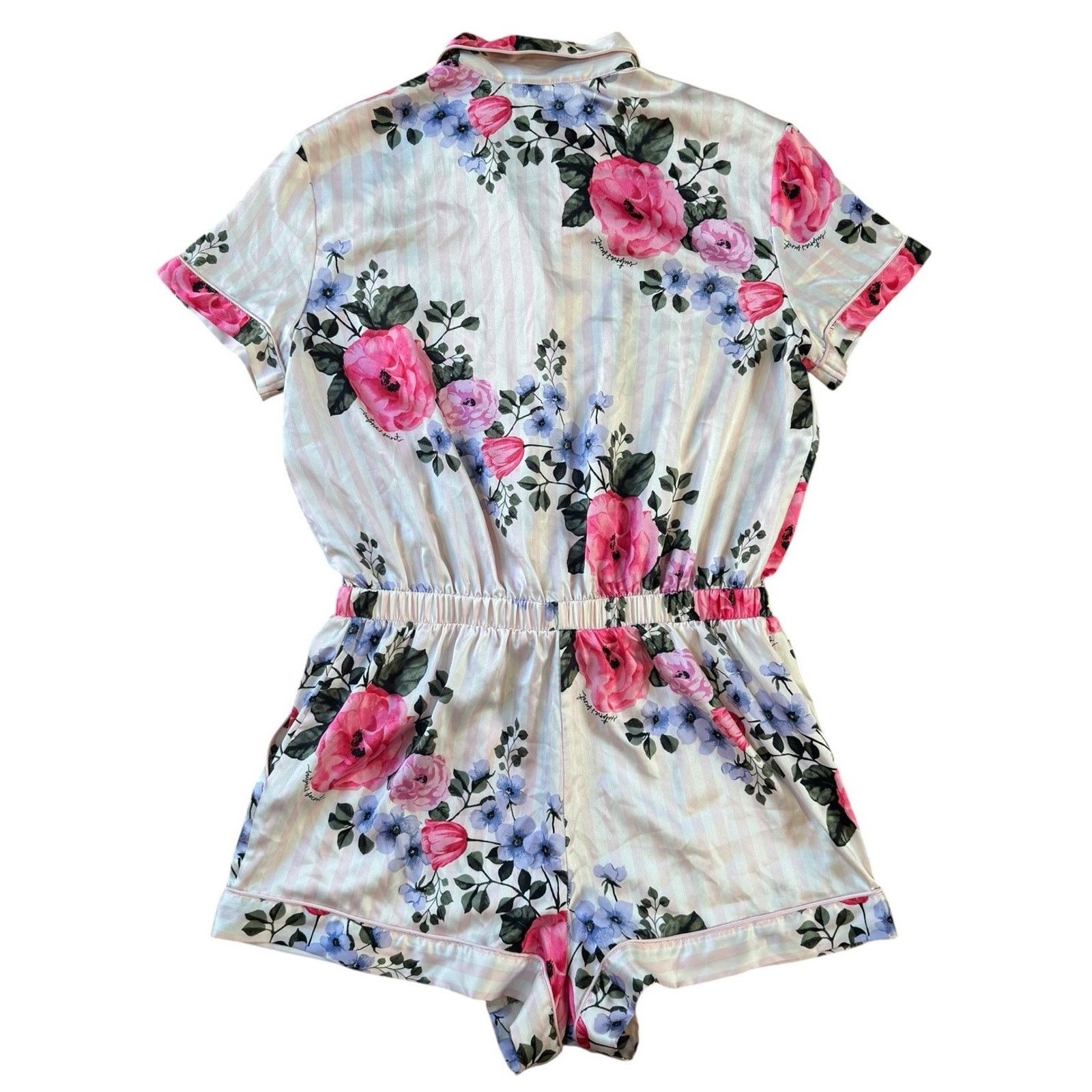 Victoria's Secret VICTORIA’S SECRET Satin Floral Striped Pajama Sleep Romper M Size ONE SIZE - 5 Thumbnail