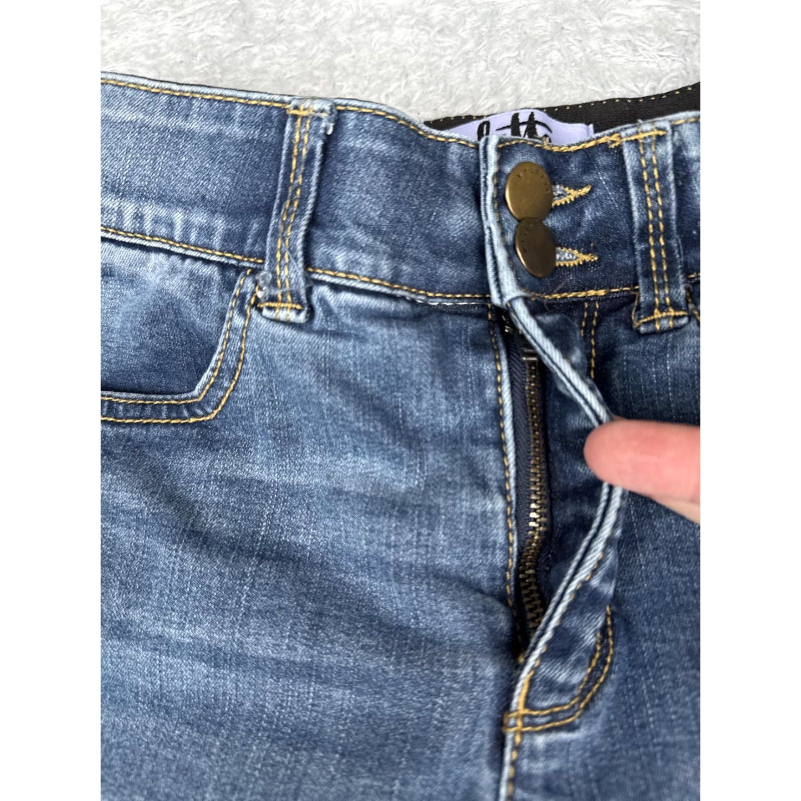 Denime Vylette Jeans Womens 3/26W Blue Skinny Distressed Stretch Denim Ripped Zip Fly Jeans Size 26" / US 2 / IT 38 - 5 Thumbnail