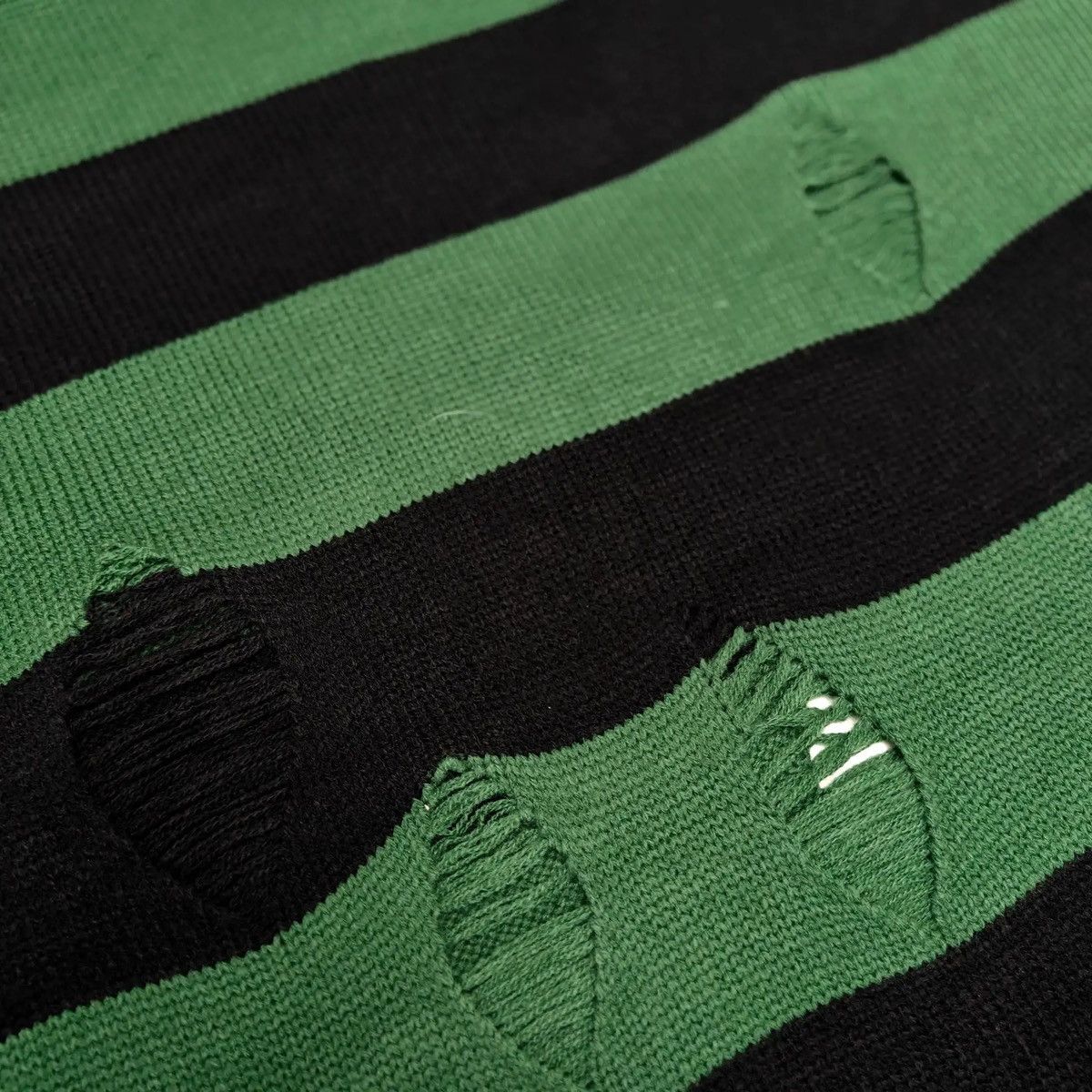 Other Psychic Children Green & Black Distressed Striped Sweater Size US L / EU 52-54 / 3 - 5 Thumbnail