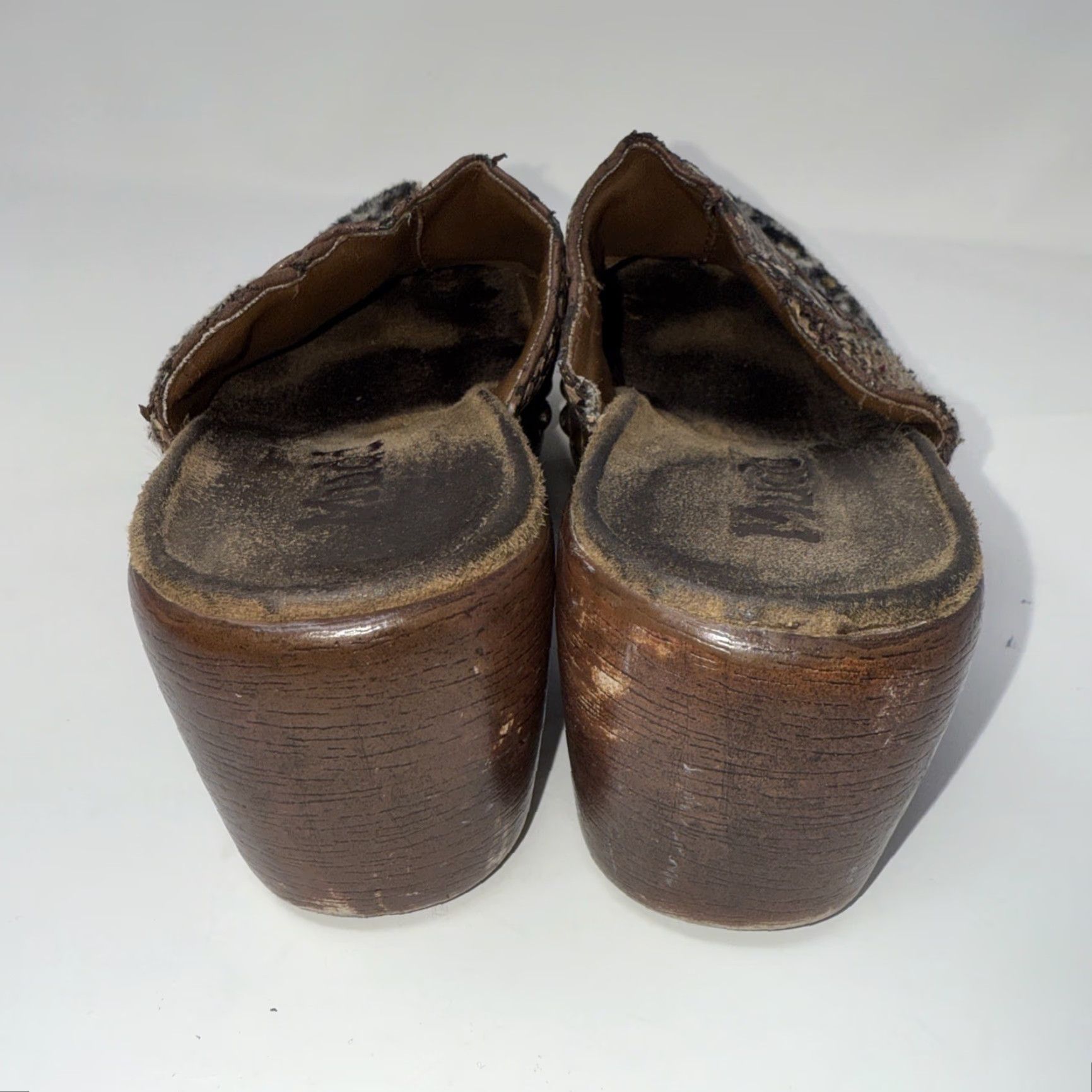Vintage VINTAGE Mudd Cheetah Clogs Women 7 Slip On Platform Patchwork Block Heel Brown Shoes Size US 7 / IT 37 - 4 Thumbnail