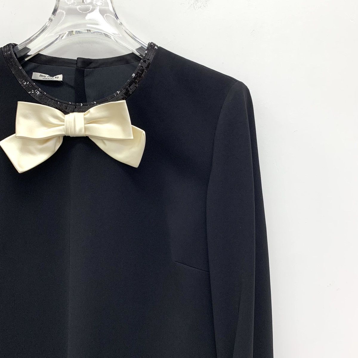 Miu Miu Miu Miu black bow sequin single-breasted long-sleeve dress Size M / US 6-8 / IT 42-44 - 3 Thumbnail