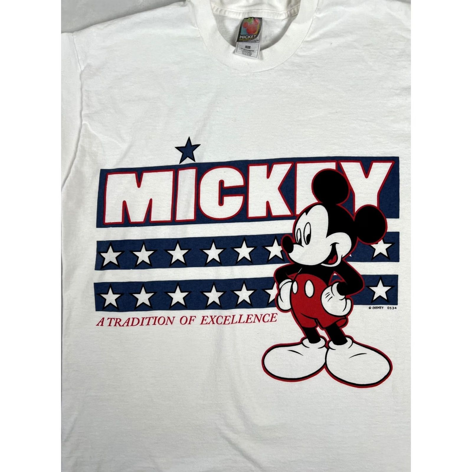 Mickey Unlimited VINTAGE Mickey Unlimited T-Shirt Mens XL White Patriotic Mickey Mouse Stars Graphic Print Crew Neck Short Sleeve Size US XL / EU 56 / 4 - 2 Thumbnail