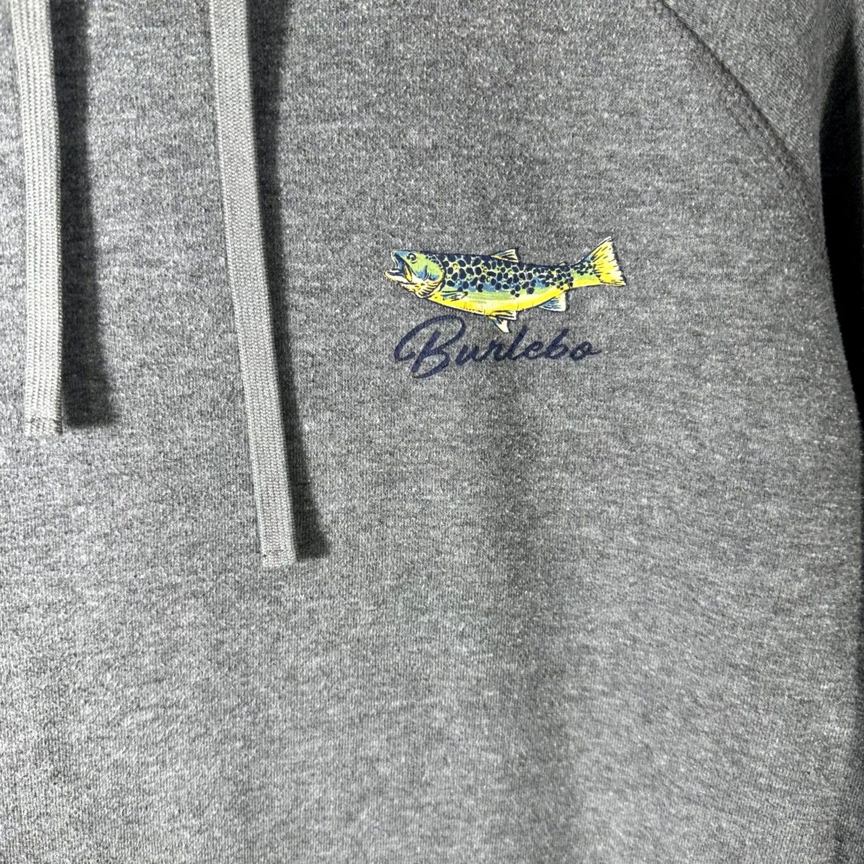 Vintage Burlebo Mens Gray American Flag Trout Fishing Hoodie Sweatshirt Raglan Large L Size US L / EU 52-54 / 3 - 6 Thumbnail