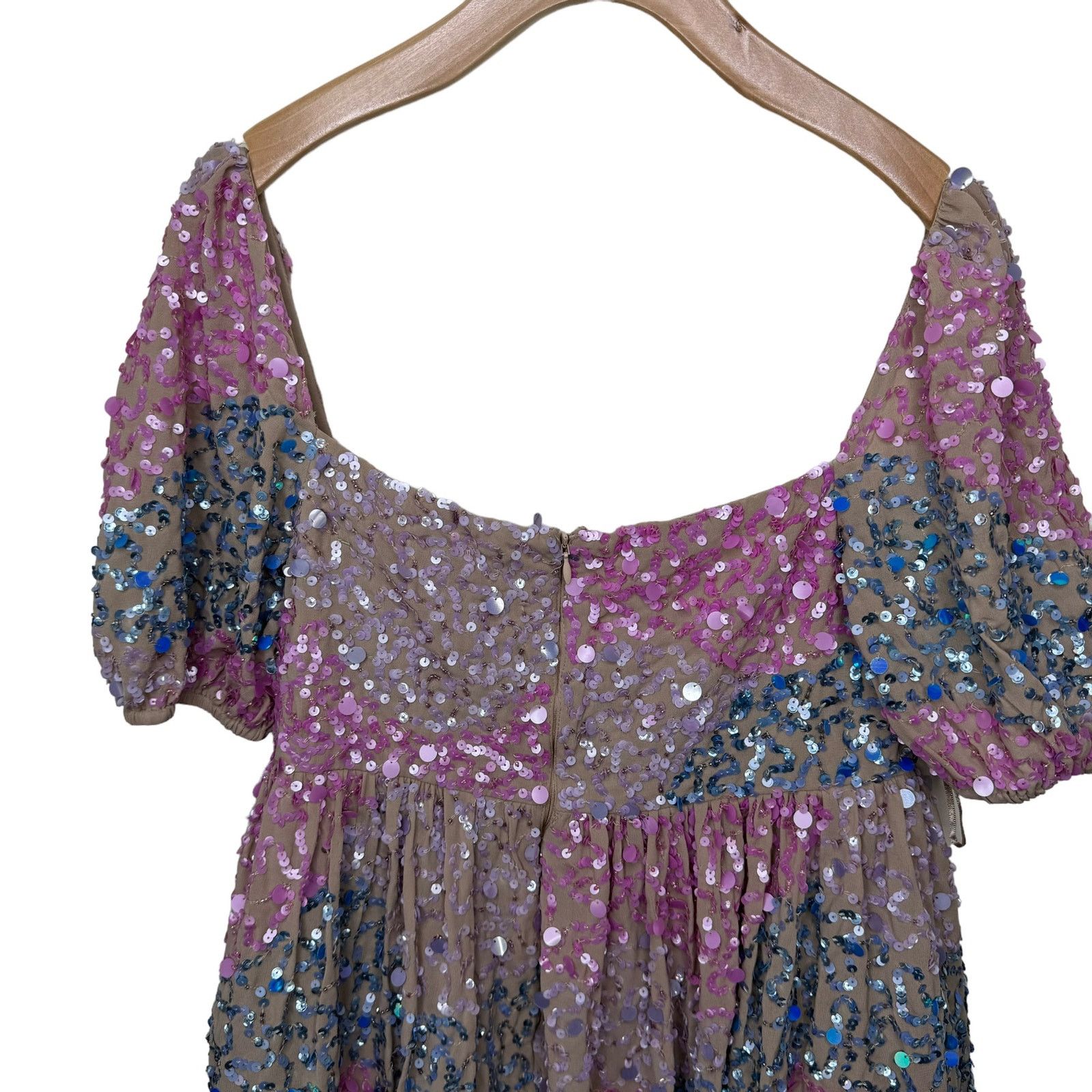 Asos ASOS MAYA DELUXE Puff Sleeve Sequin Mini dress Pink Blue 4 Size S / US 4 / IT 40 - 3 Thumbnail