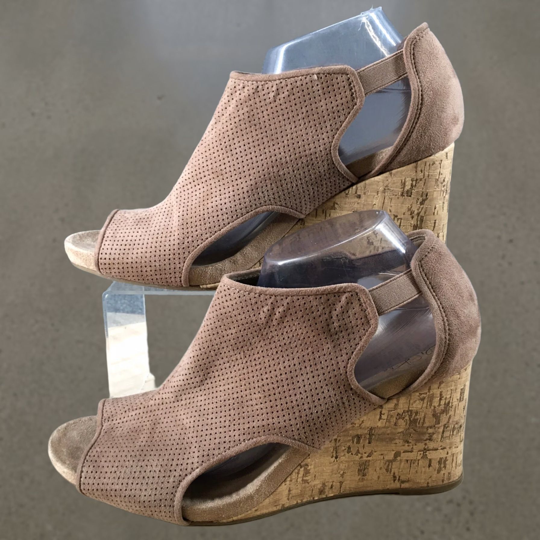 Vintage Lifestride Boots Womens 11 M Hinx Open Toe Wedge Heels Ankle Booties Beige Size US 11 / IT 41 - 1 Thumbnail