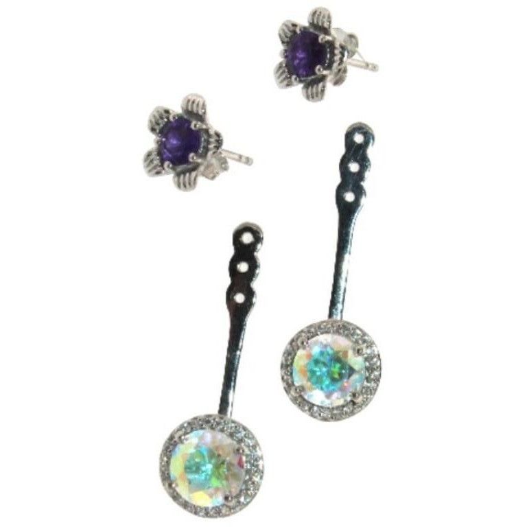 Other Amethyst Flower Stud Earrings with Beautiul (Removable) Rain Size ONE SIZE - 2 Thumbnail