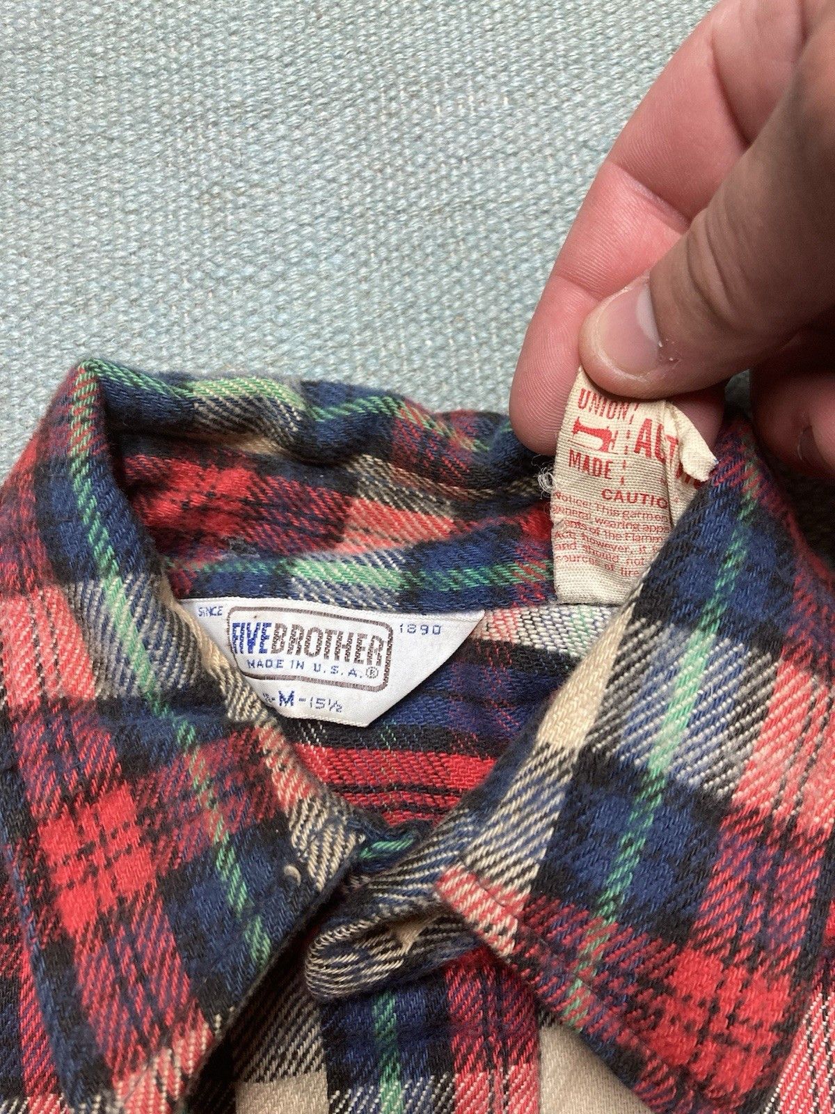 Vintage five brother flannel shirt woven cotton plaid distressed M Size US M / EU 48-50 / 2 - 5 Thumbnail