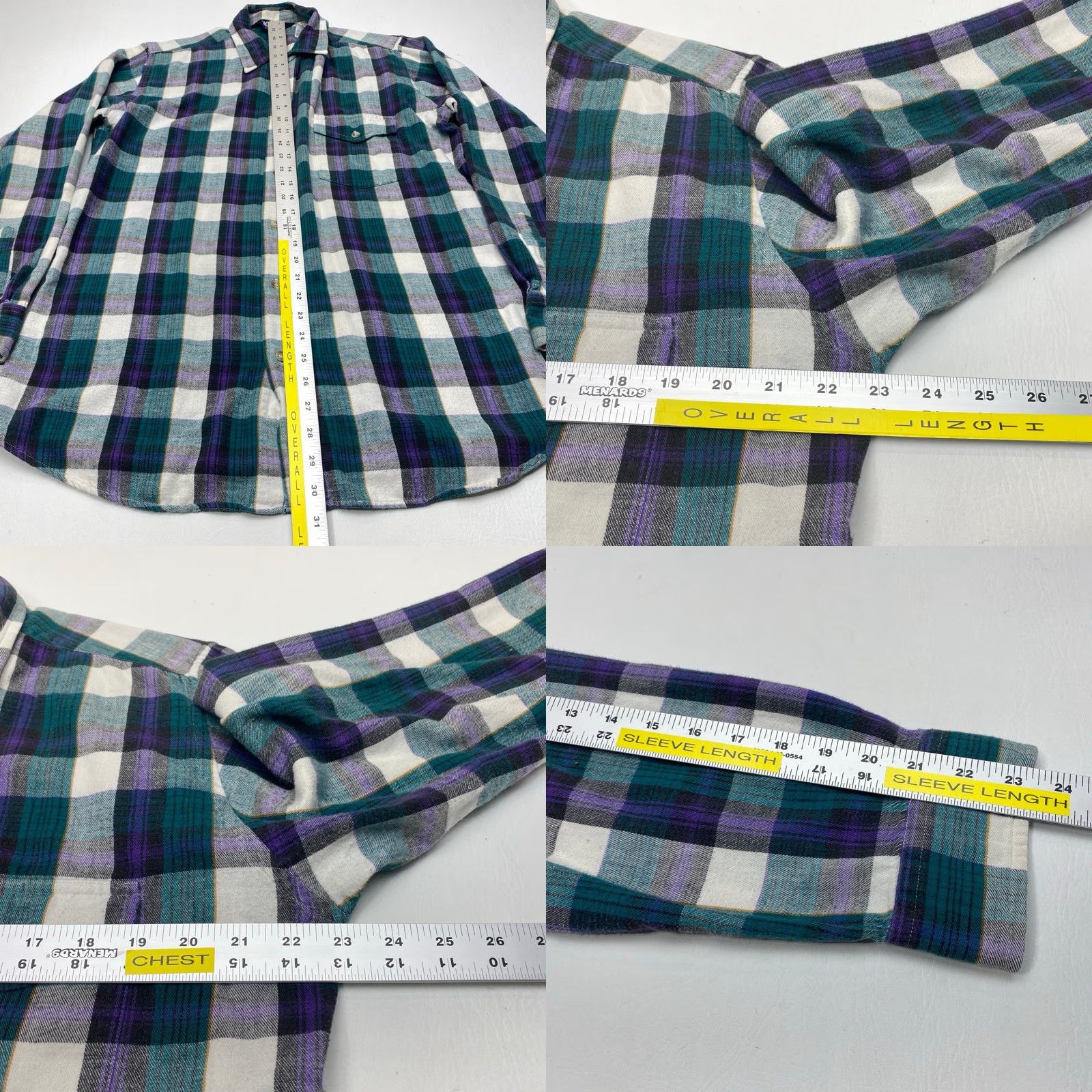Vintage VINTAGE Woolrich Flannel Mens Large Green Purple Tartan Plaid Button Up 7973 Size US L / EU 52-54 / 3 - 8 Thumbnail