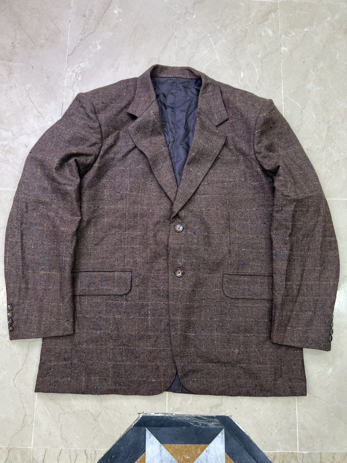 Donegal Tweed Vintage 1990s Brown Donegal Tweed Wool Blend Blazer Sport Size 48R - 1 Thumbnail