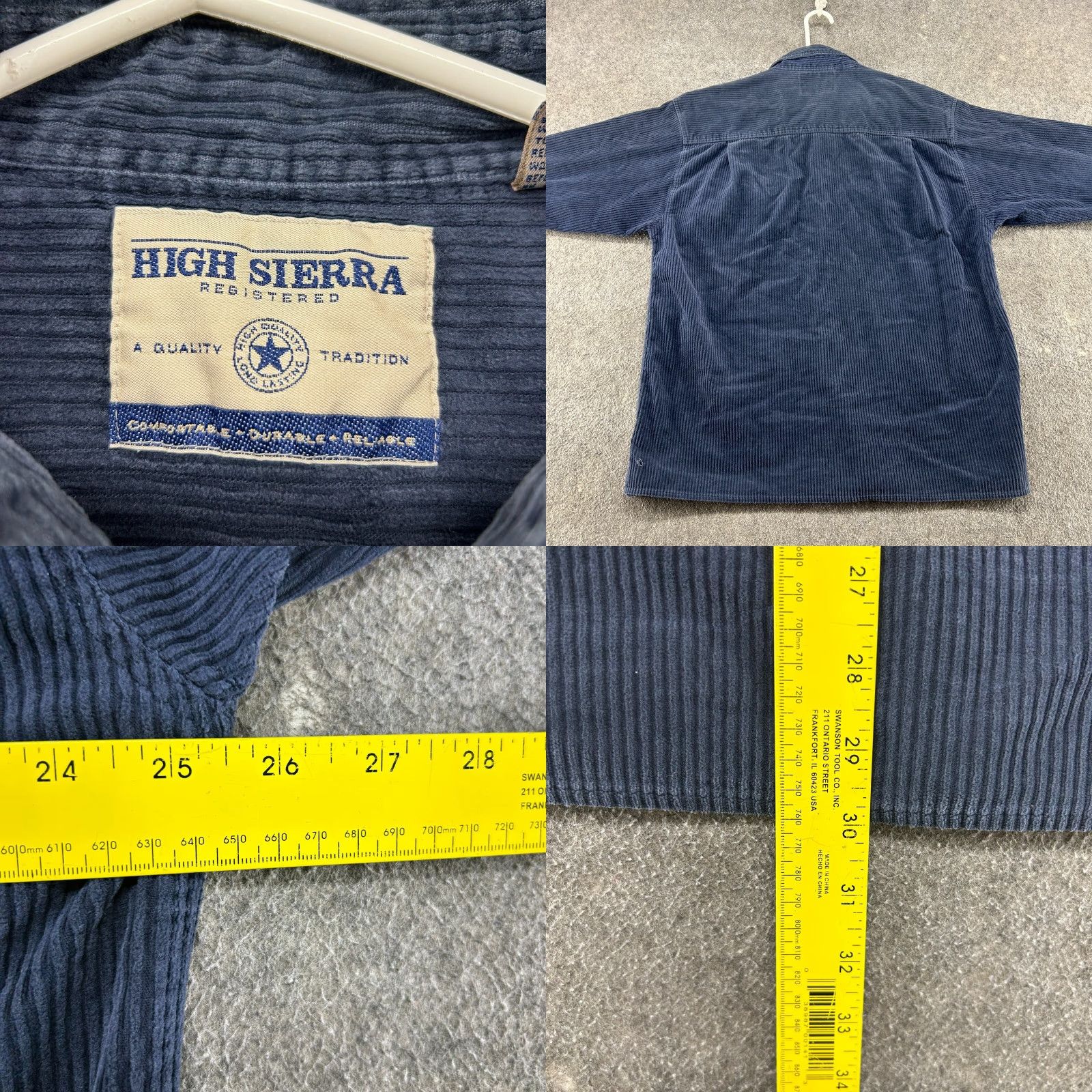 High Sierra VINTAGE High Sierra Shirt Mens L Blue Corduroy Button-Up Long Sleeve Cotton 90s Size US L / EU 52-54 / 3 - 9 Thumbnail