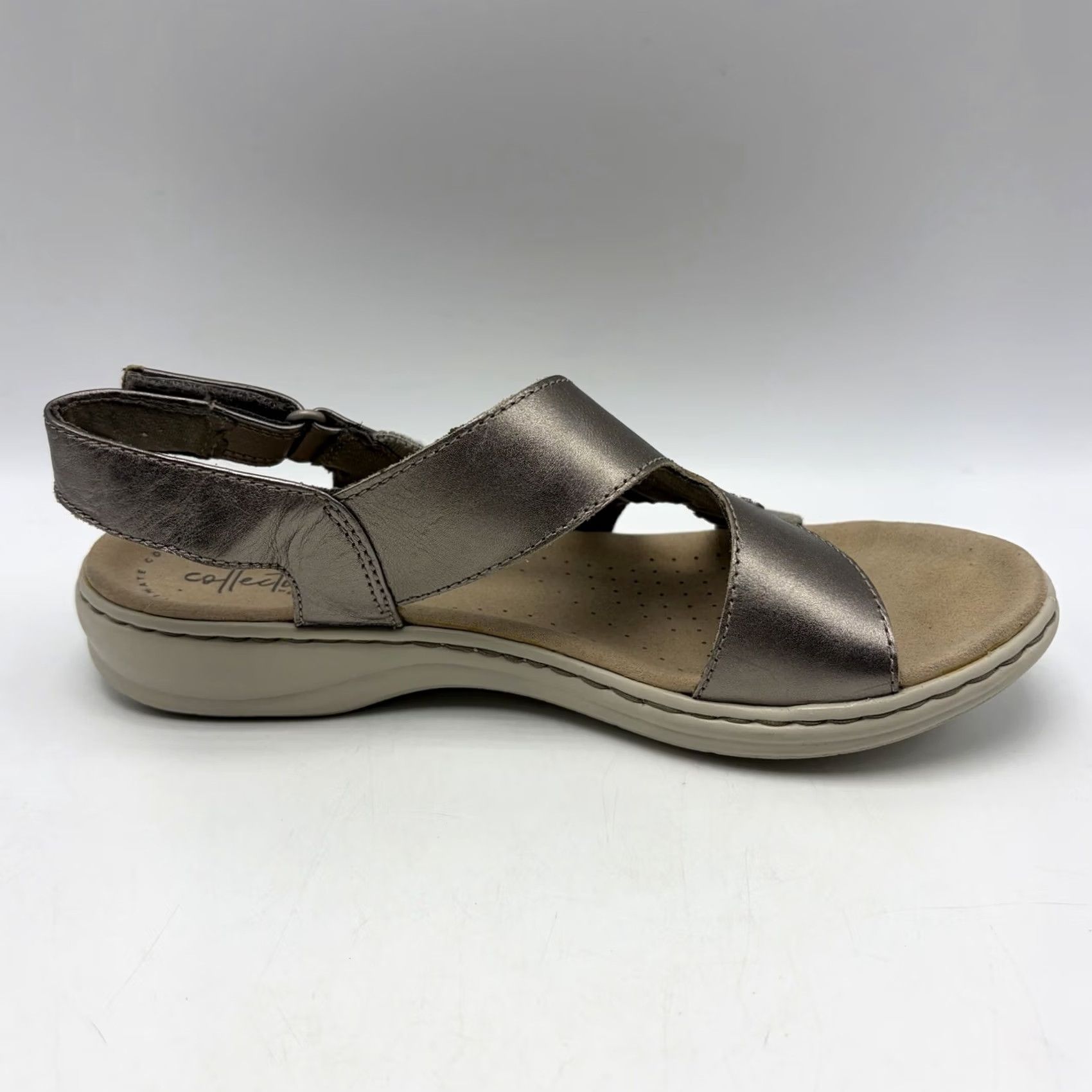 Clarks Clarks Sandals Women 9 Leissa Pewter Metallic Comfort Casual Size US 7 / IT 37 - 6 Thumbnail