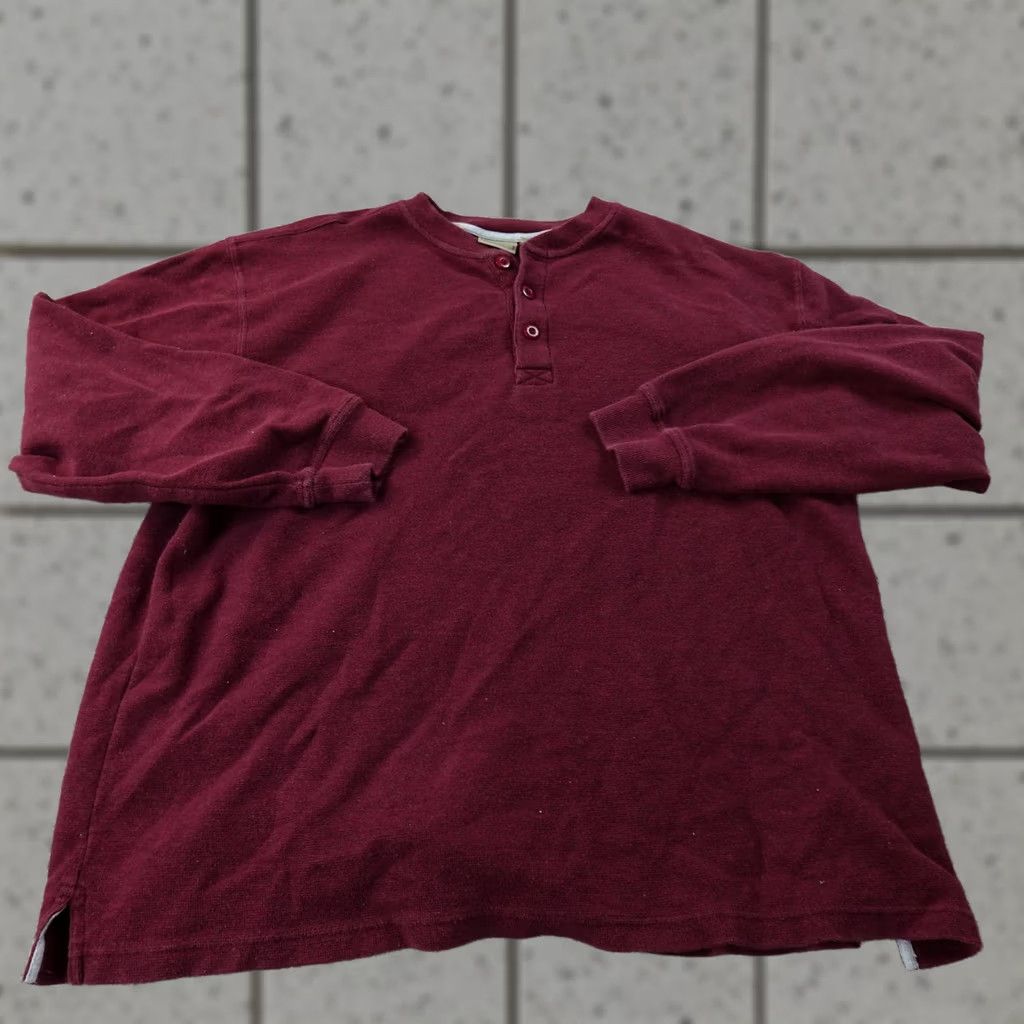 Vintage LL Bean Shirt Mens 2XL Red Unshrinkable Waffle Knit Thermal Henley Long Sleeve Size US XXL / EU 58 / 5 - 1 Thumbnail