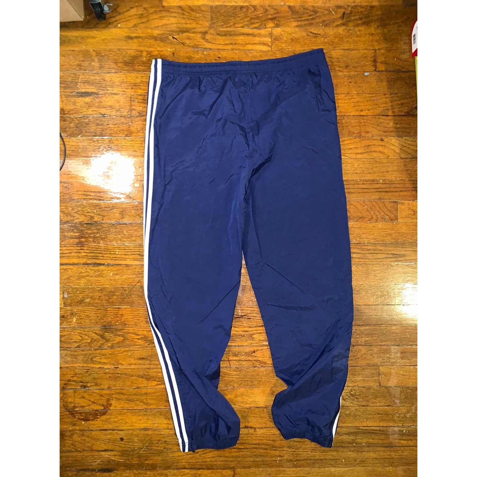 Adidas × Vintage Y2K Adidas Windbreaker Track Pants Large Navy Blue 3 Stripe Size US 36 / EU 52 - 2 Thumbnail