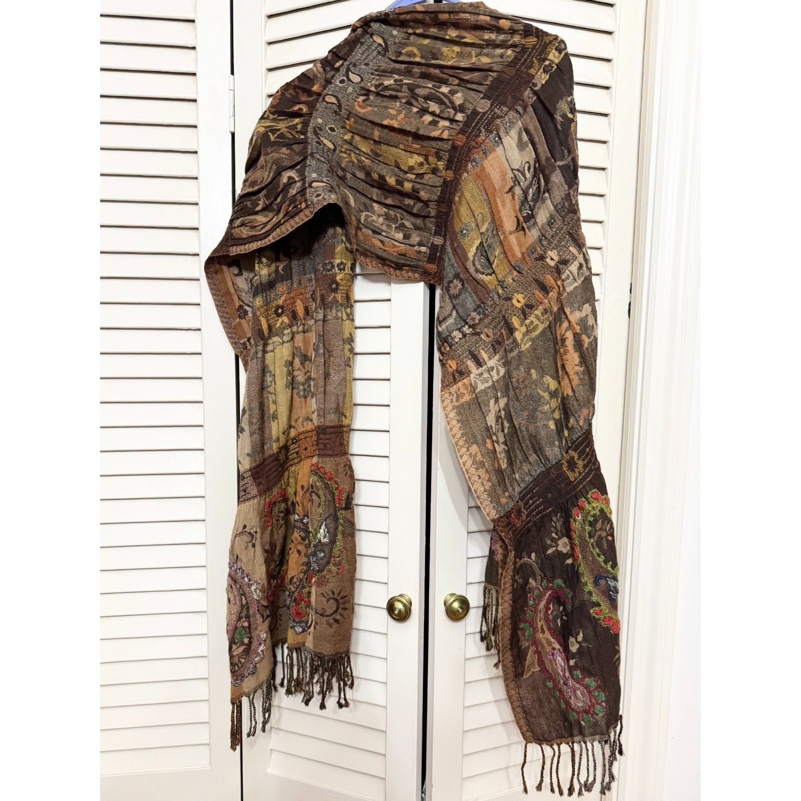 Other Stitched Accent Embroidery Yak & Sheep Wool Blend Scarf Shal Size ONE SIZE - 6 Thumbnail