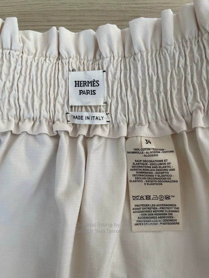 Hermes Hermes White Elastic Leather Skirt Size 42" / US 20 - 3 Thumbnail