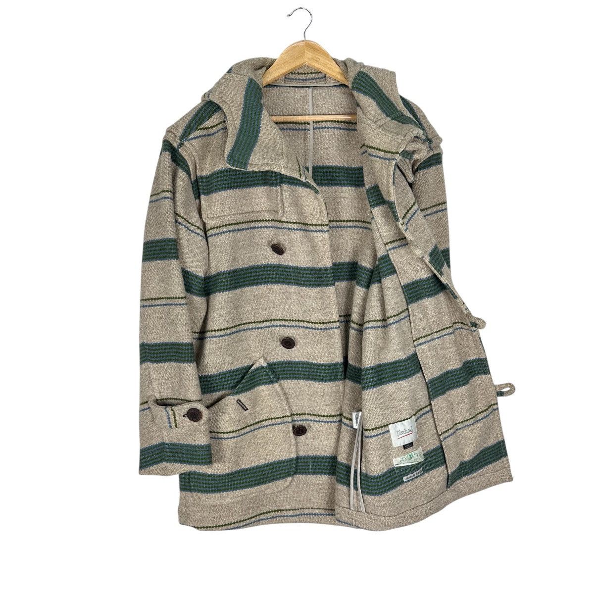 Japanese Brand IXIZ HOODIE STRIPED WOOL LONG JACKET Size US L / EU 52-54 / 3 - 6 Thumbnail