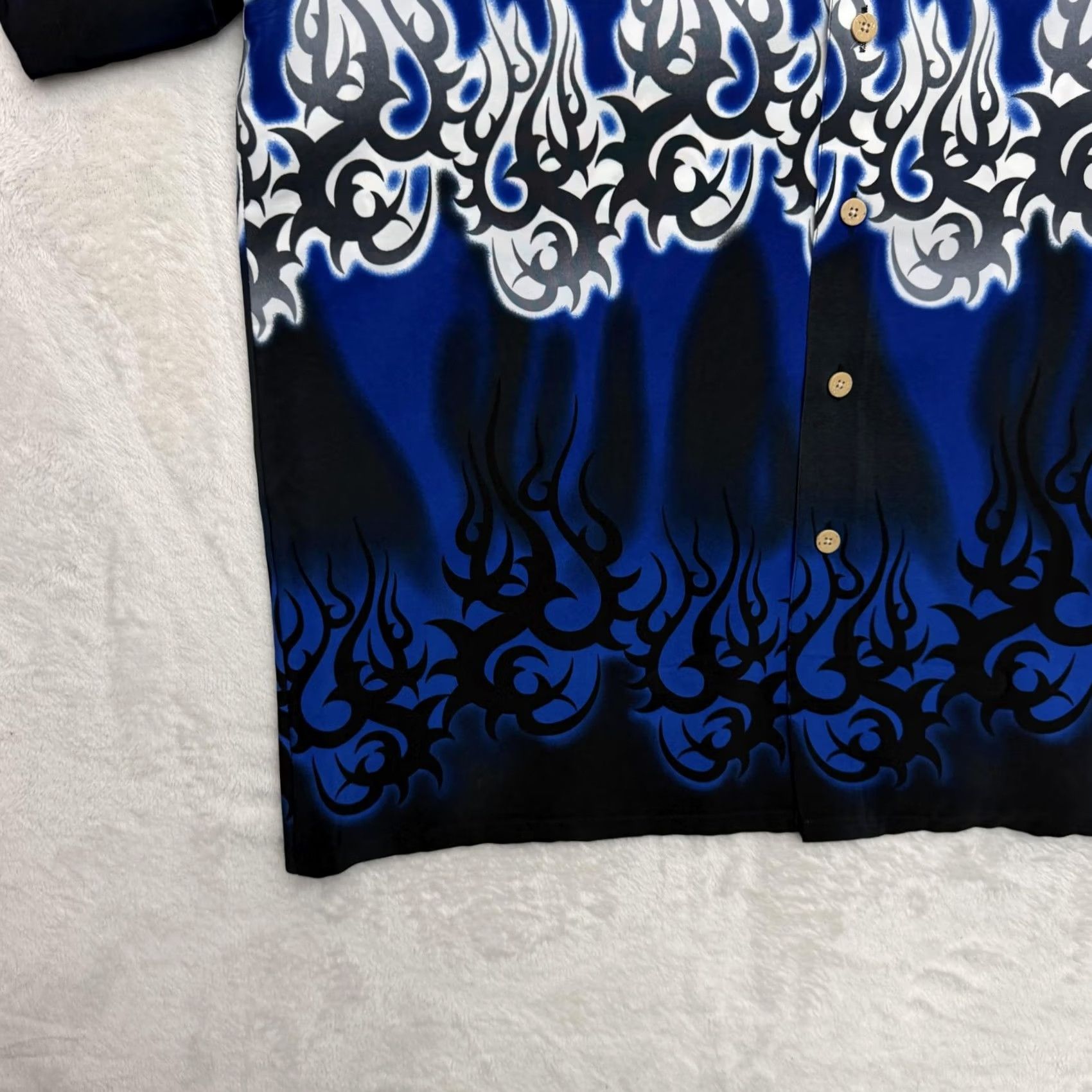 Vintage Y2K Emergency Exit Shirt Mens Medium Blue Flame Graphic Button Up Casual Size US M / EU 48-50 / 2 - 6 Thumbnail