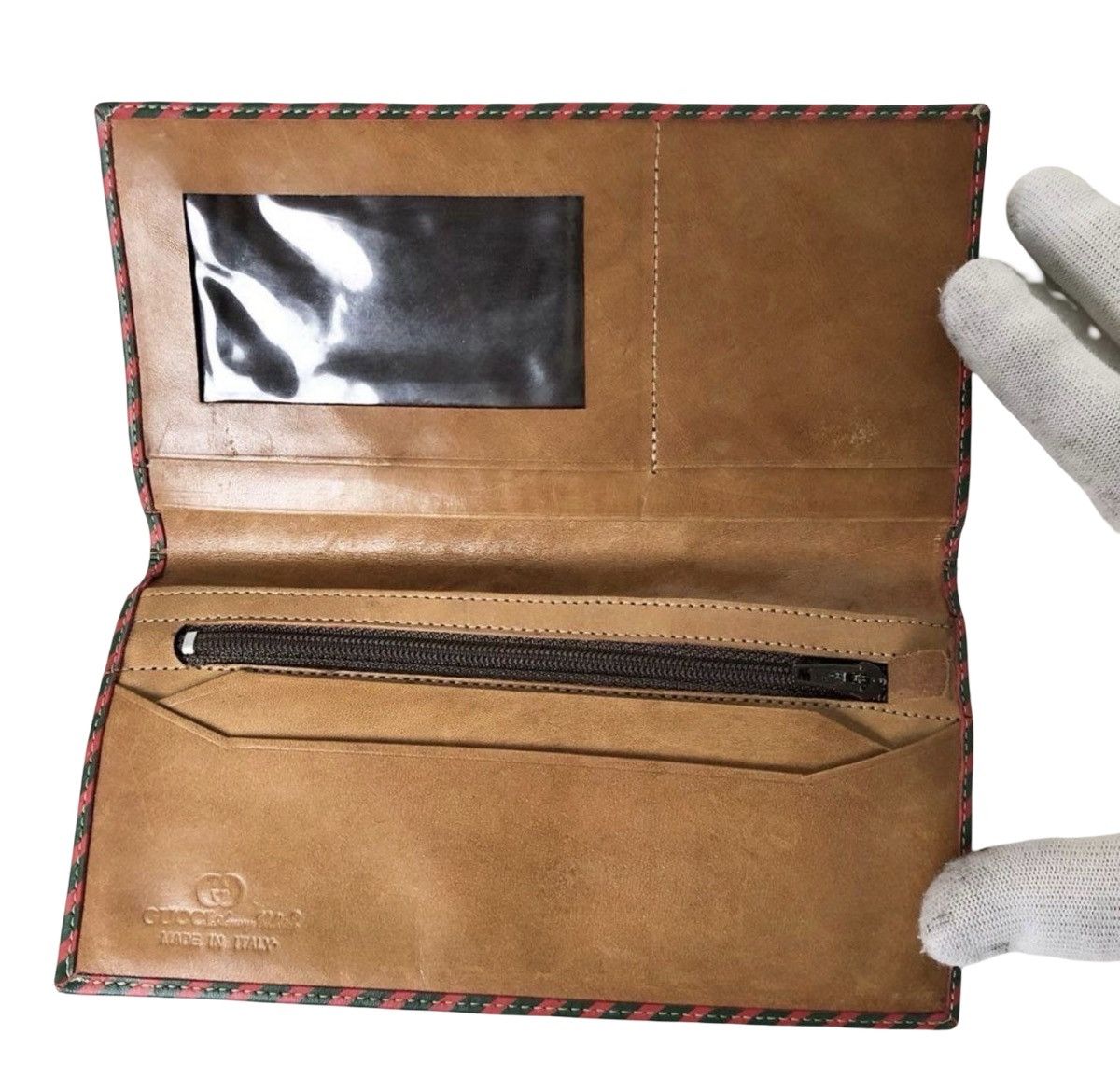Gucci Vintage Gucci Diagonal Stripe Long Wallet Size ONE SIZE - 6 Thumbnail