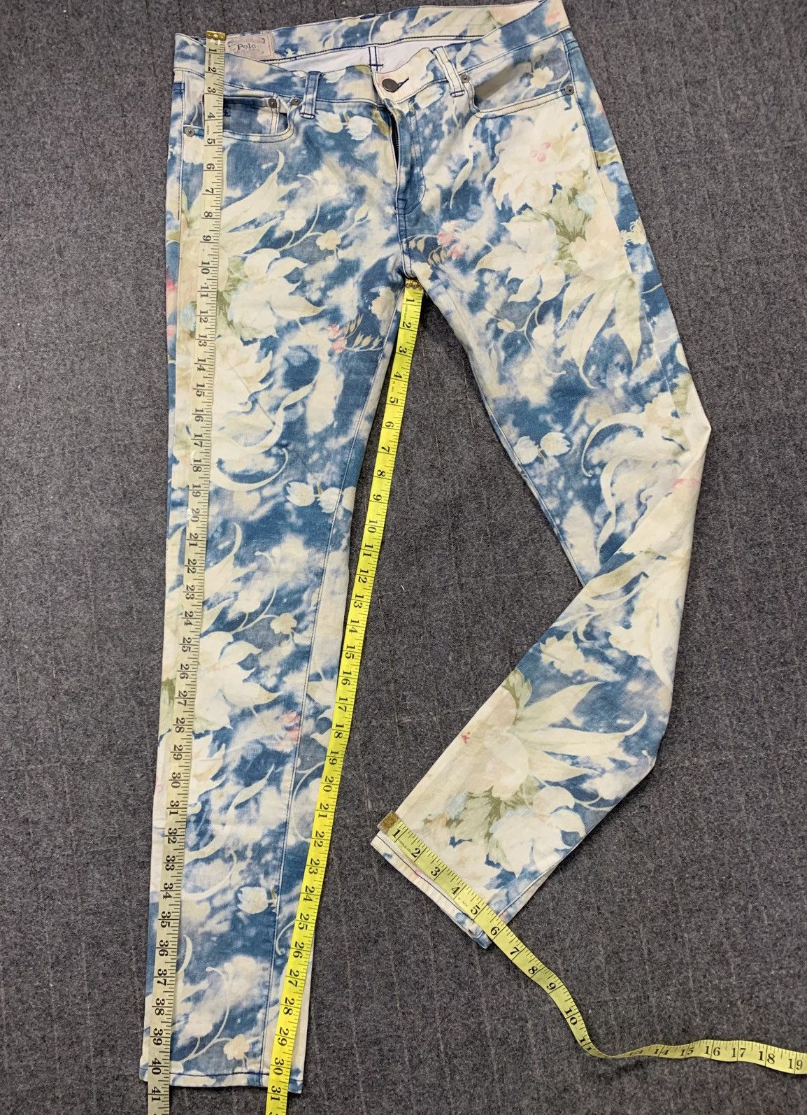 Polo Ralph Lauren 90s Polo Ralph Lauren Tompkins Skinny Floral Indigo Denim Size 32" / US 10 / IT 46 - 14 Thumbnail