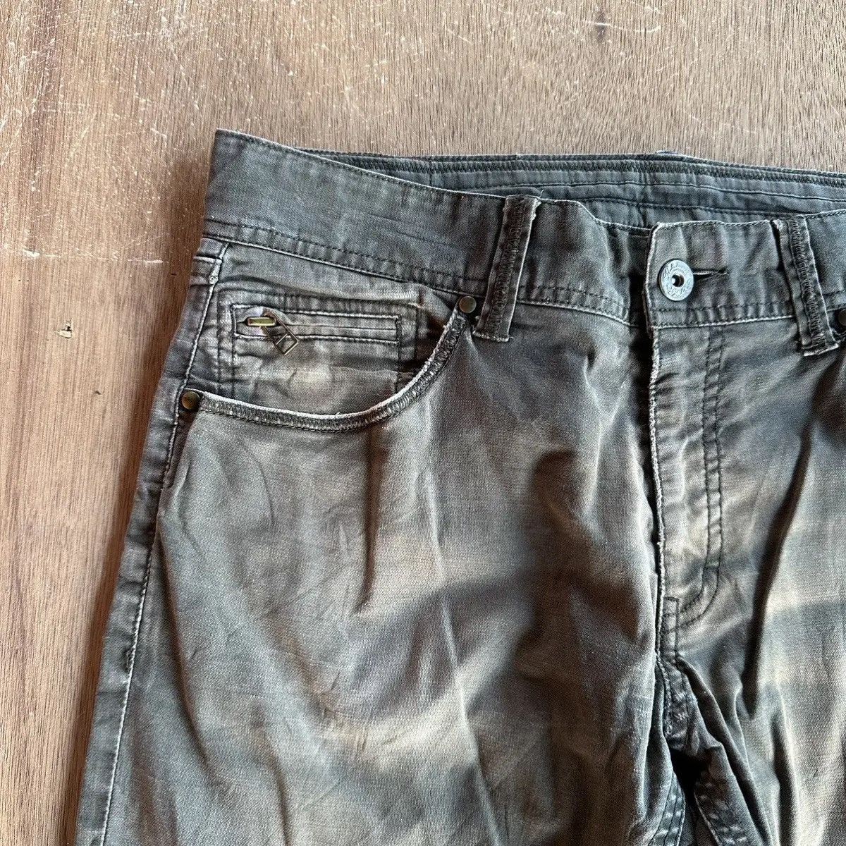 Global Work STEALS💥GLOBALWORK TROUSERS FADED MUDWASH MILITARY VTG PANTS Size US 33 - 2 Thumbnail