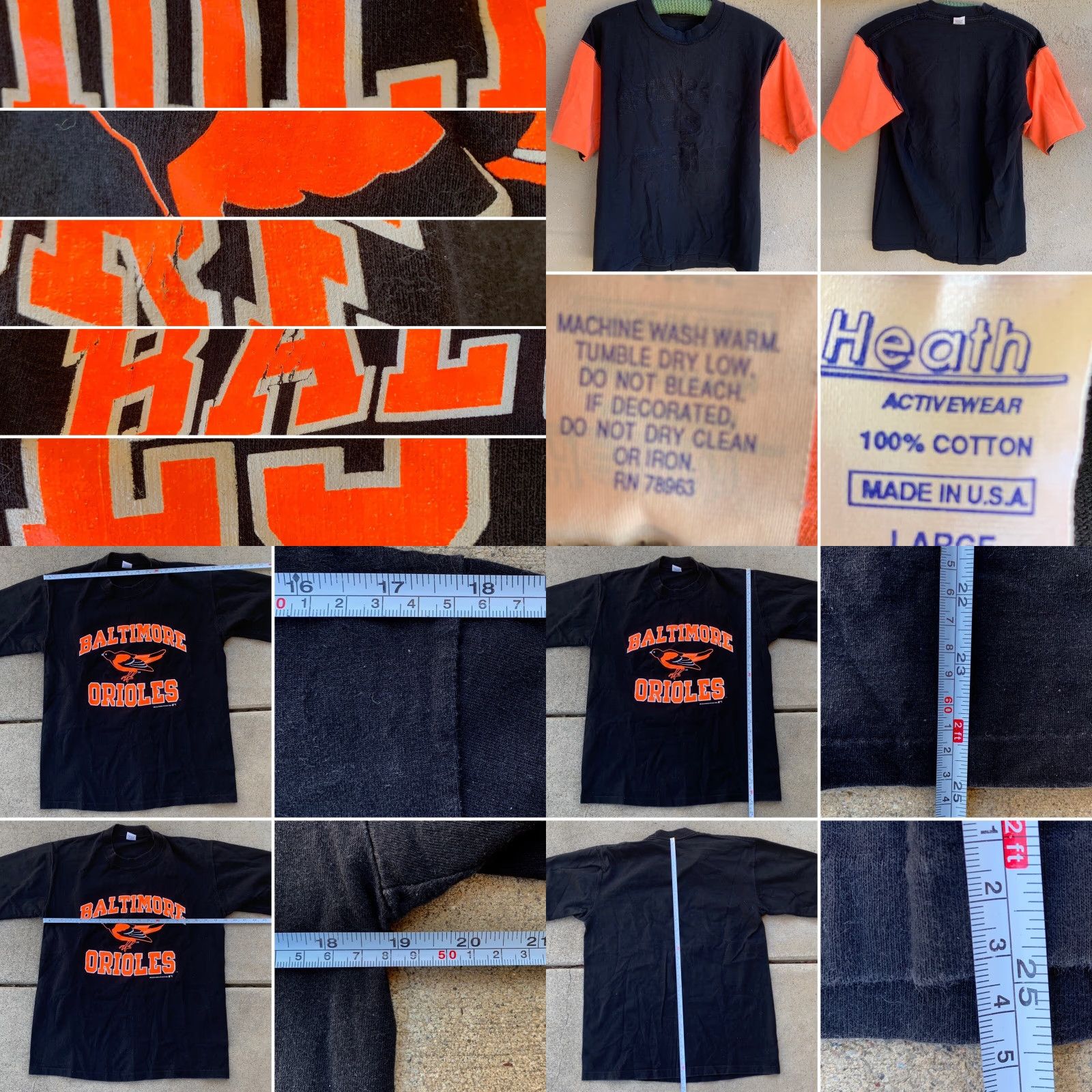 MLB VINTAGE Baltimore Orioles Neon Graphics T-Shirt Milestones 1989 MLB L Black Unisex Graphic Tee Mens Womens Boys Girls Size US L / EU 52-54 / 3 - 8 Thumbnail