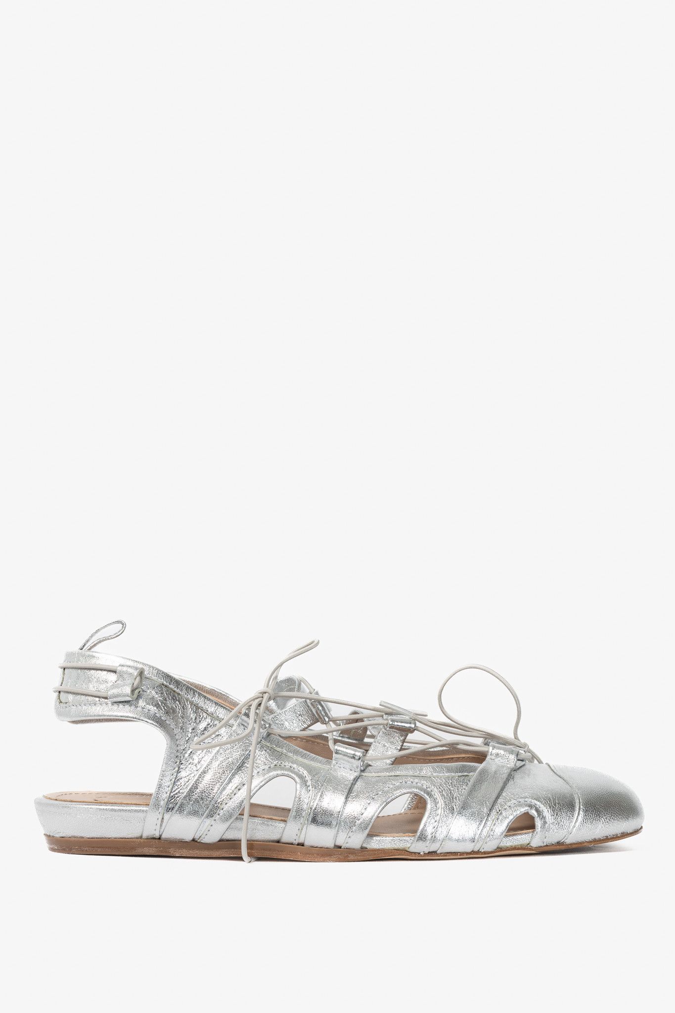 Simone Rocha Simone Rocha Silver Sporty Lace-Up Ballet Flats Size US 8.5 / IT 38.5 - 1 Thumbnail